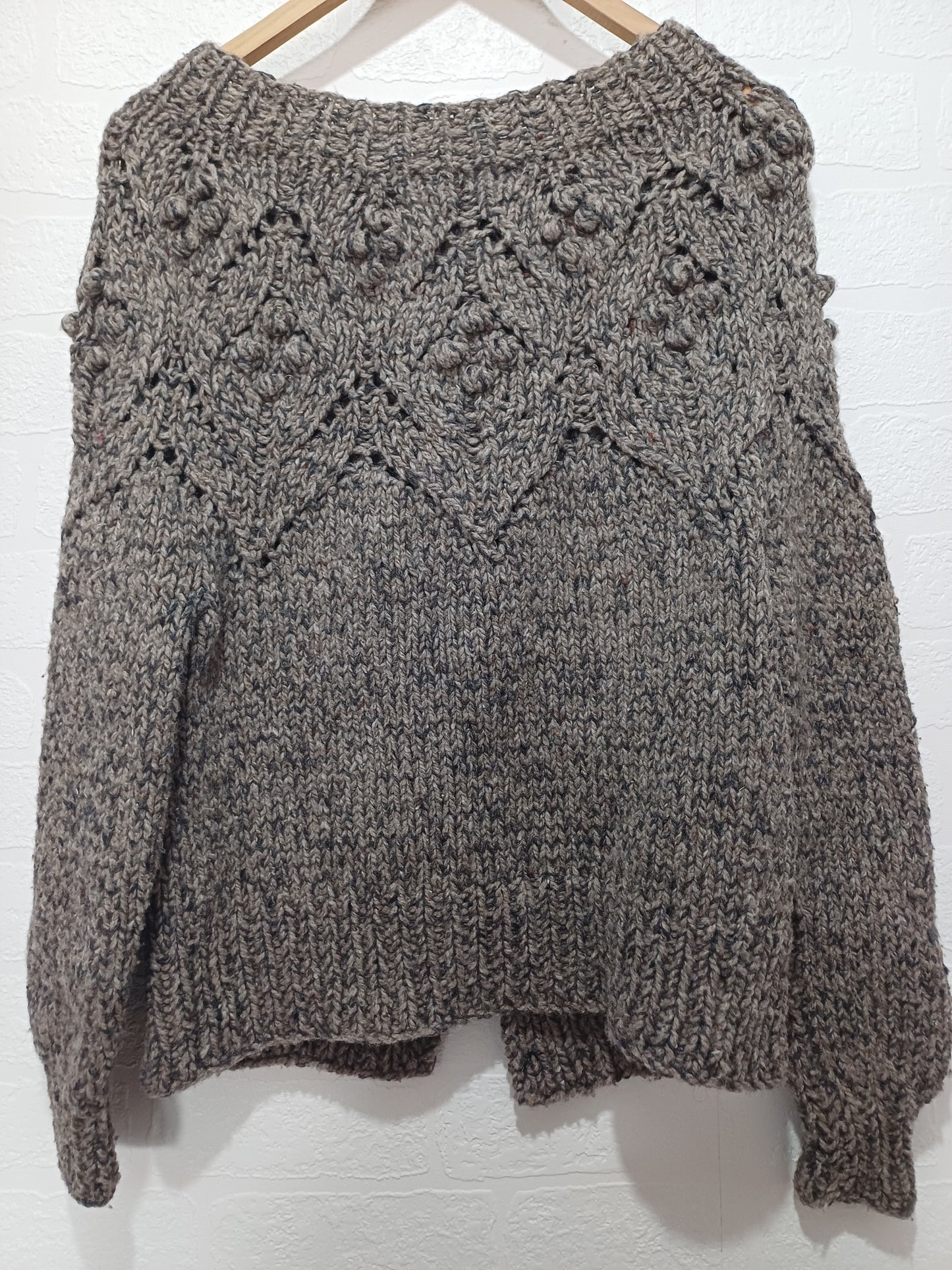 Handmade Grey Chunky Knit Cardigan 16.5" PTP - Very Good Condition