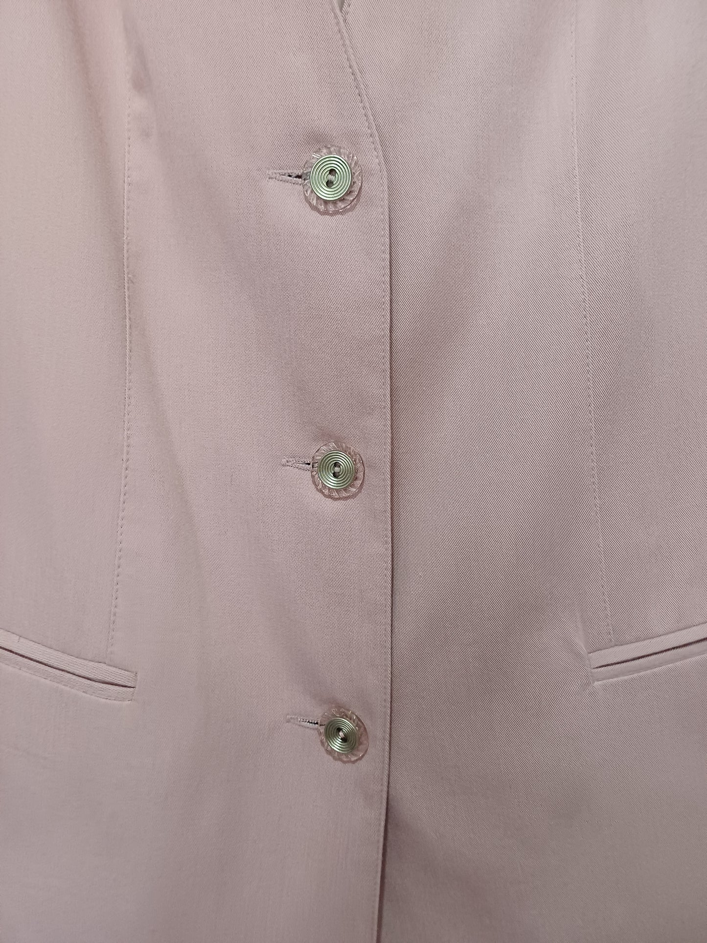 Vintage Pastel Pink Longline Blazer Jacket Short Sleeve UK 14-16 18.5" PTP - Good Condition
