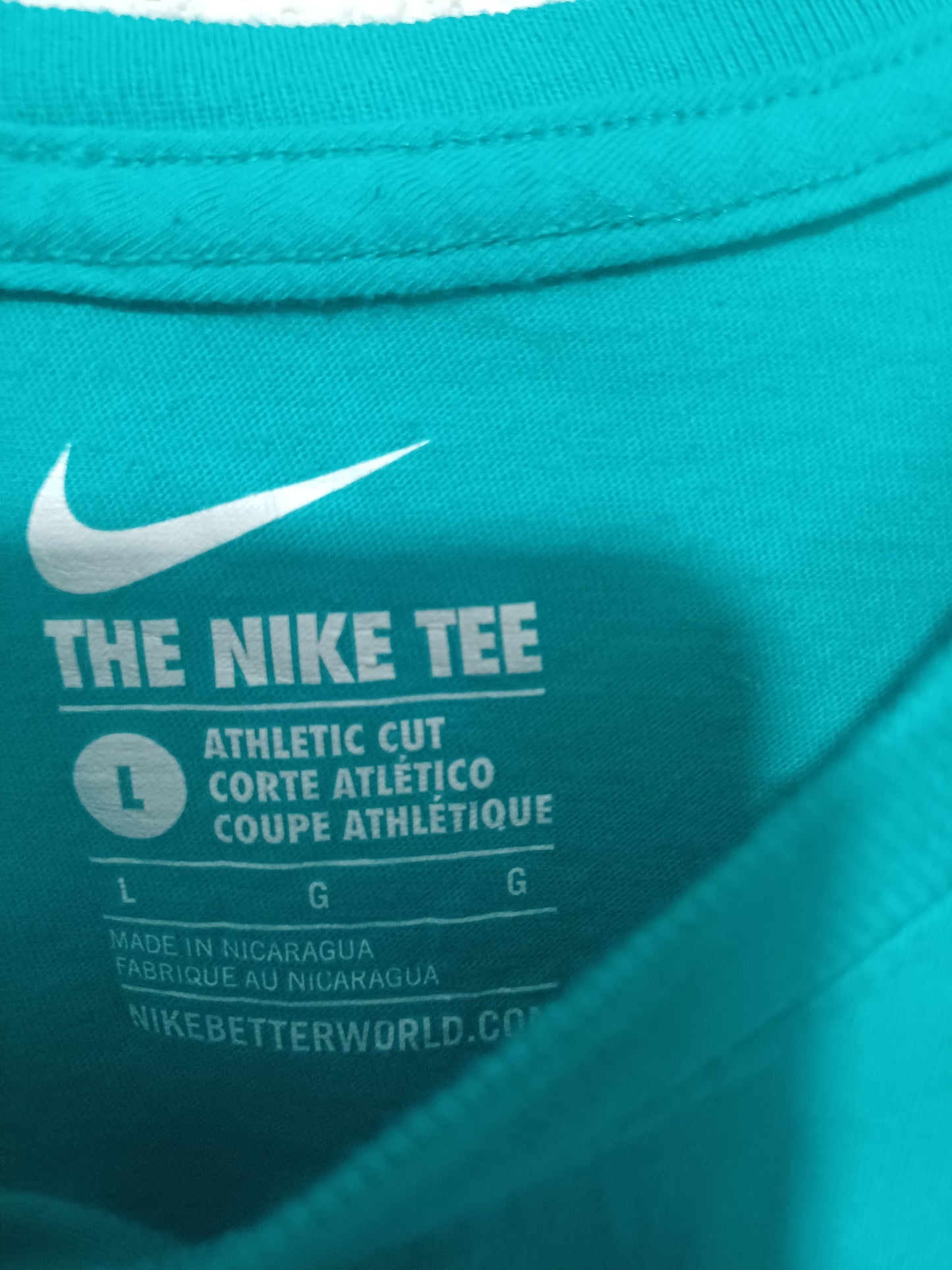 Nike Teal Turquoise Graphic Logo T-Shirt Large 20.5" PTP - Good Condition