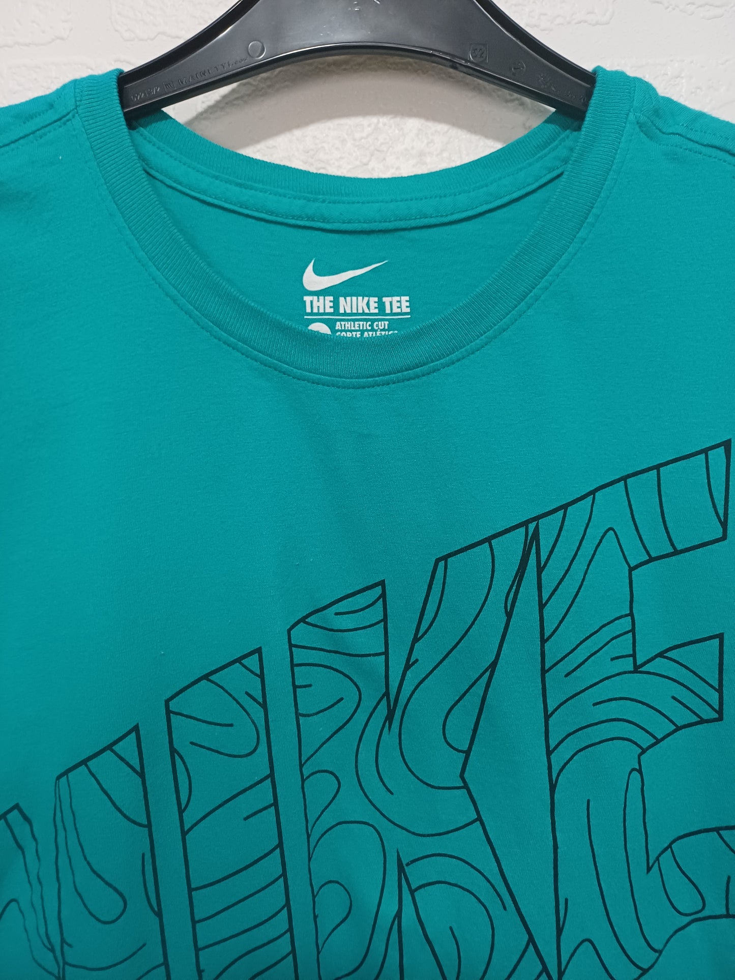 Nike Teal Turquoise Graphic Logo T-Shirt Large 20.5" PTP - Good Condition