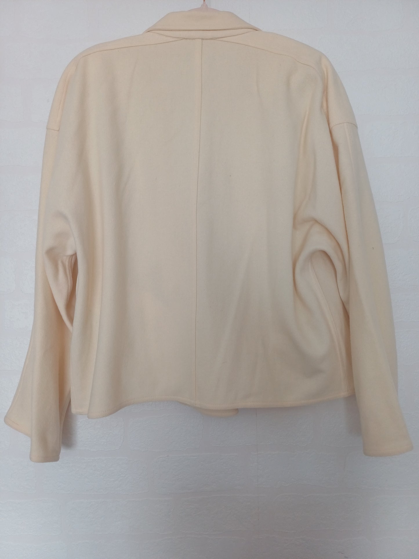 Belfe Cream Fleece Feel Blazer Jacket Large 23" PTP - Good Vintage Condition