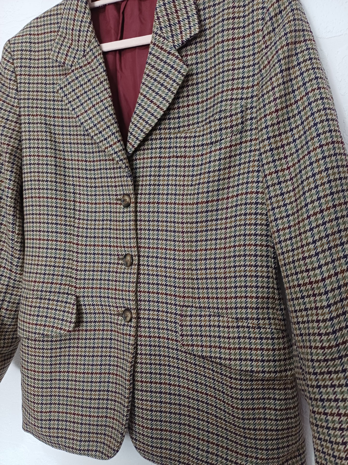 Stefanel Houndstooth Check Pure New Wool Blazer Medium 18" PTP - Very Good Condition