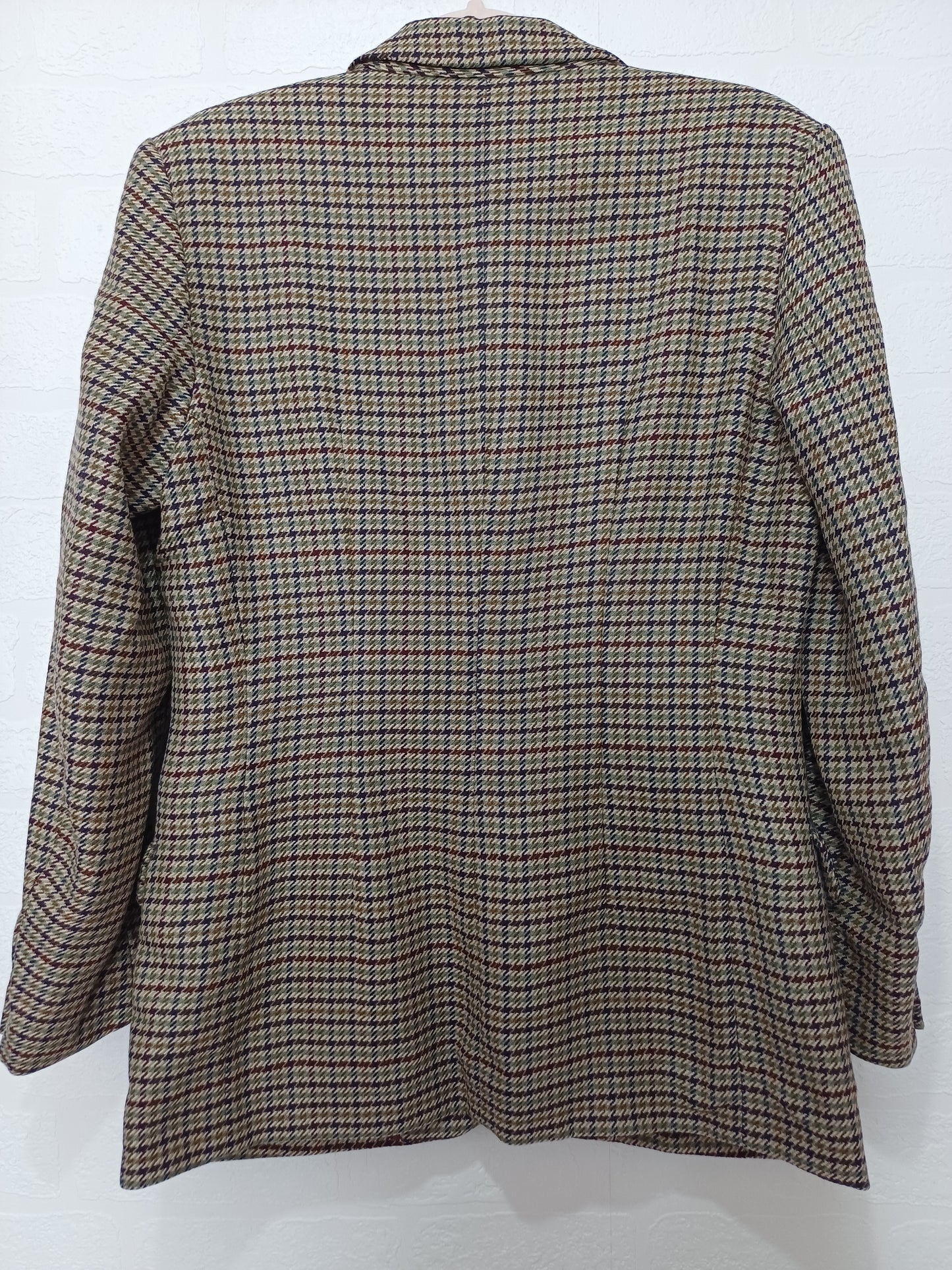 Stefanel Houndstooth Check Pure New Wool Blazer Medium 18" PTP - Very Good Condition
