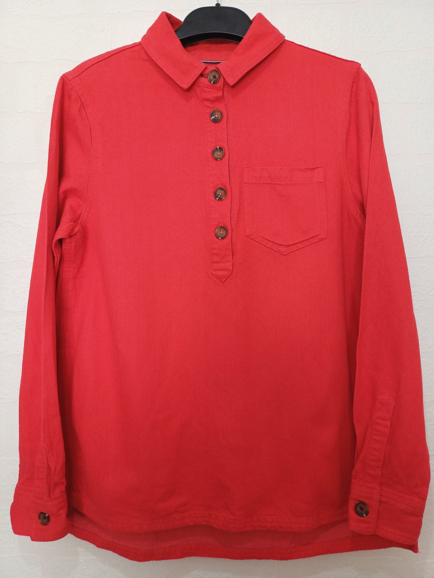 Joules Red Button Pullover Polo Top Size 10 20" PTP - Very Good Condition