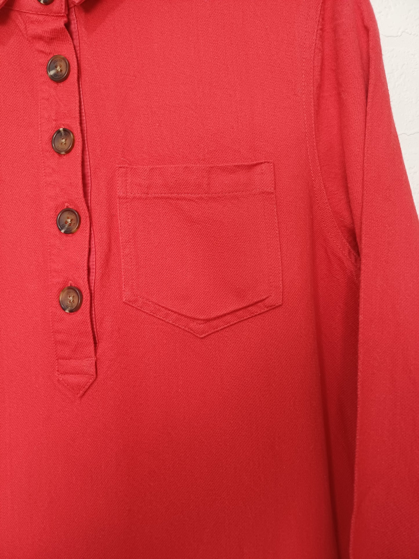 Joules Red Button Pullover Polo Top Size 10 20" PTP - Very Good Condition