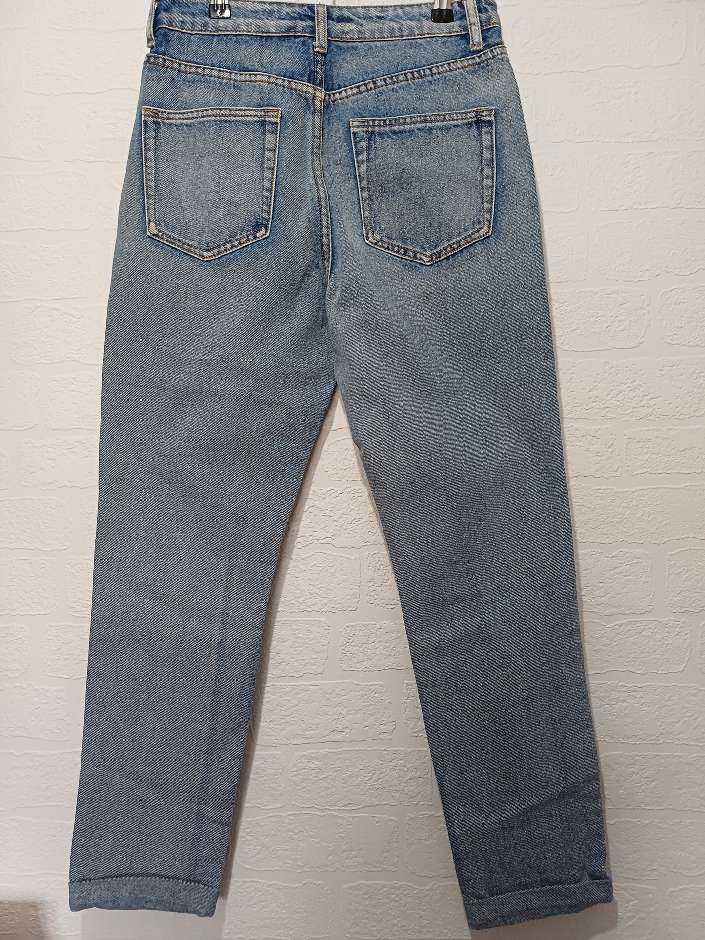 Rock N Rev Light Blue Acid Wash Distressed Mom Jeans W28 L26 - Very Good Condition