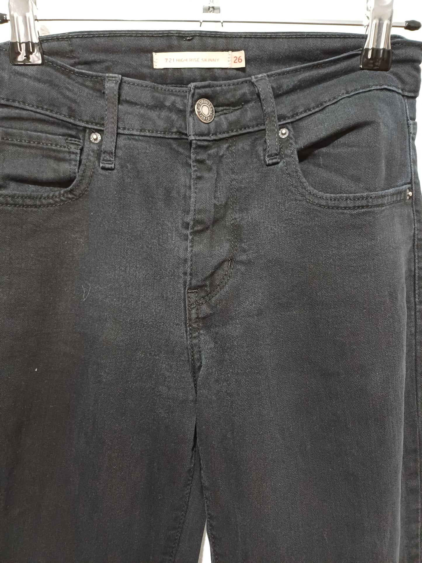 Levi's Black 721 High Rise Skinny Jeans W26 26" Waist - Good Condition