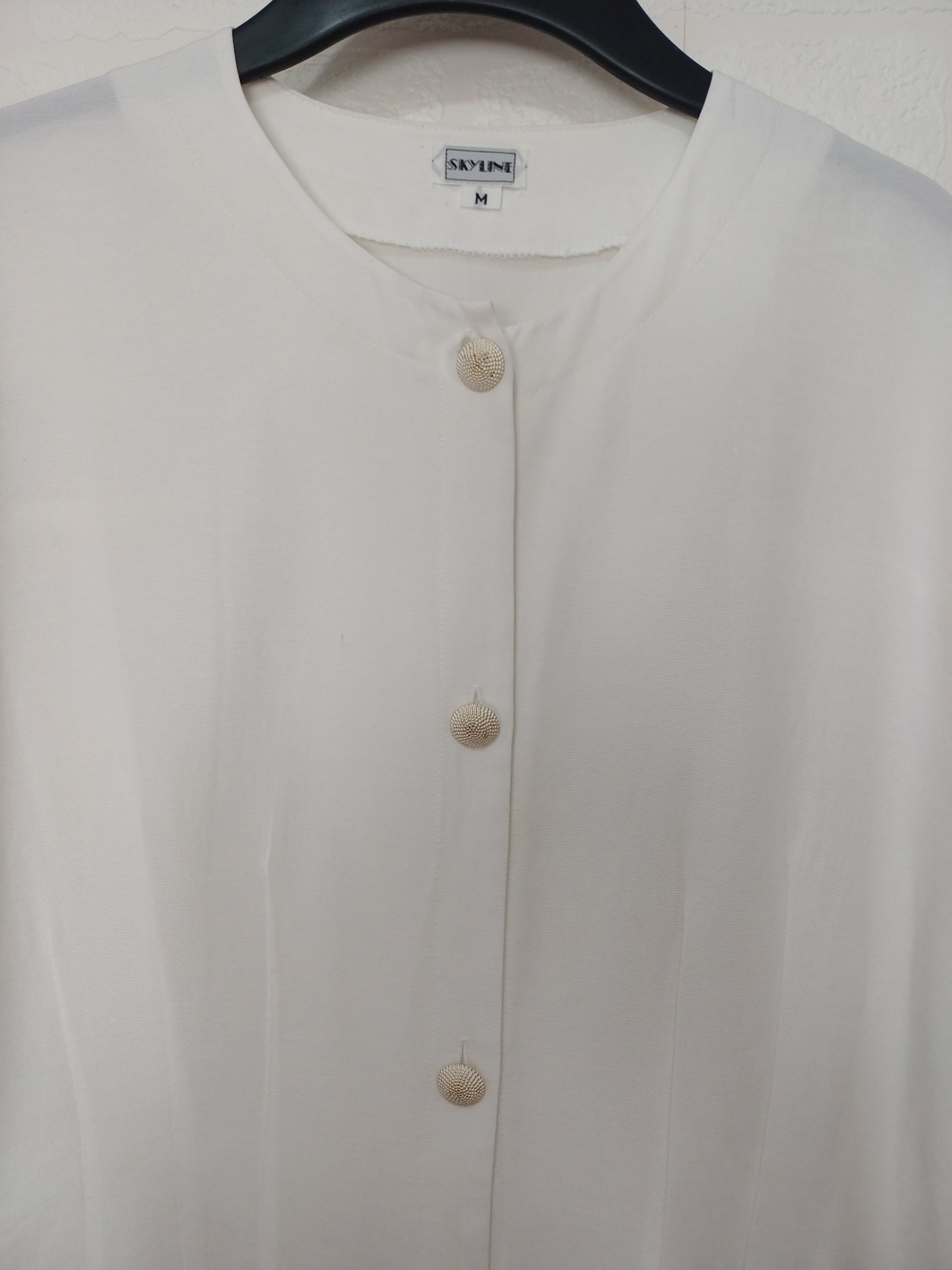 Skyline White Longline Lace Sleeve Blouse Medium 19" PTP - Good Condition