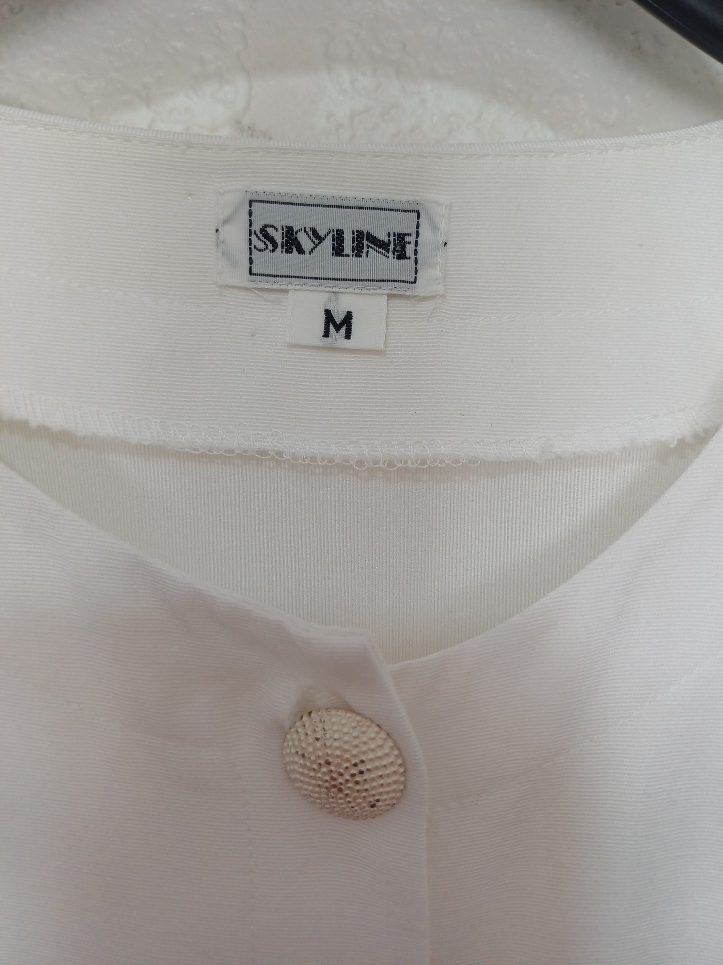 Skyline White Longline Lace Sleeve Blouse Medium 19" PTP - Good Condition