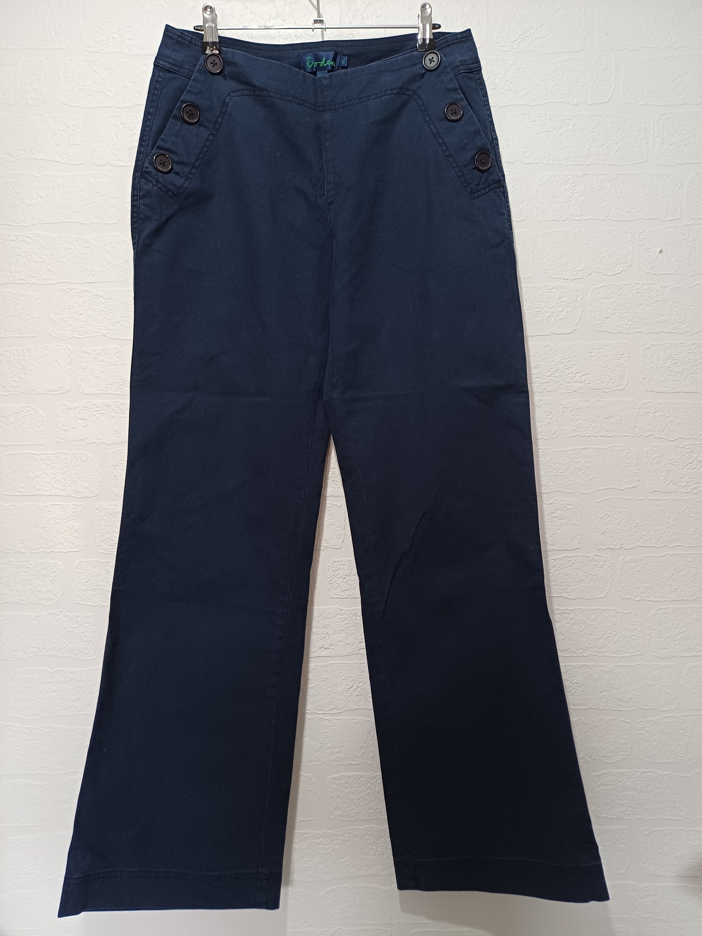 Boden Navy Blue Wide Leg Sailor Trousers UK 12 W31 L31 - Very Good Condition
