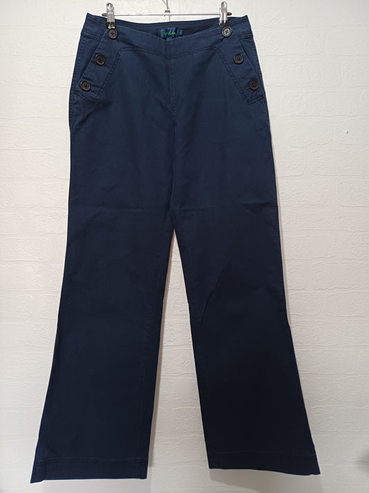 Boden Navy Blue Wide Leg Sailor Trousers UK 12 W31 L31 - Very Good Condition
