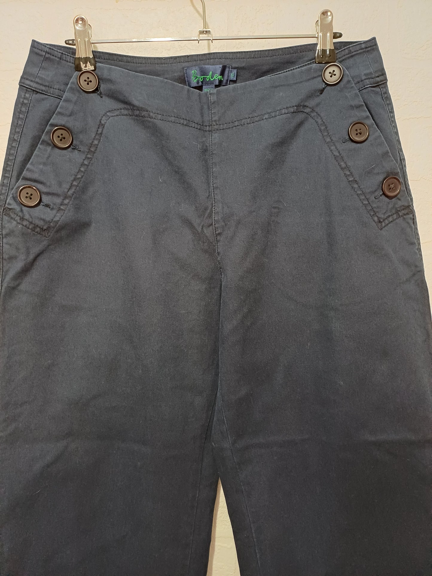 Boden Navy Blue Wide Leg Sailor Trousers UK 12 W31 L31 - Very Good Condition