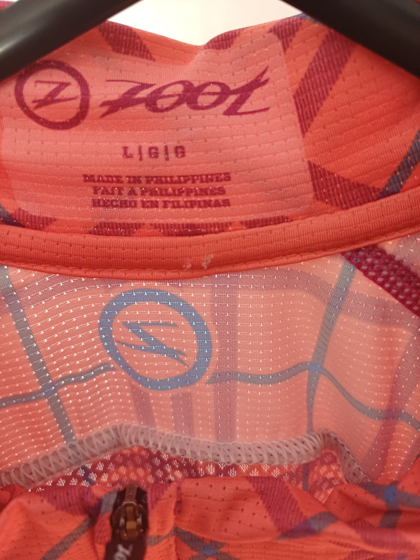 Zoot Ironman Pink Plaid Cycling Jersey Large 19" PTP - Good Condition