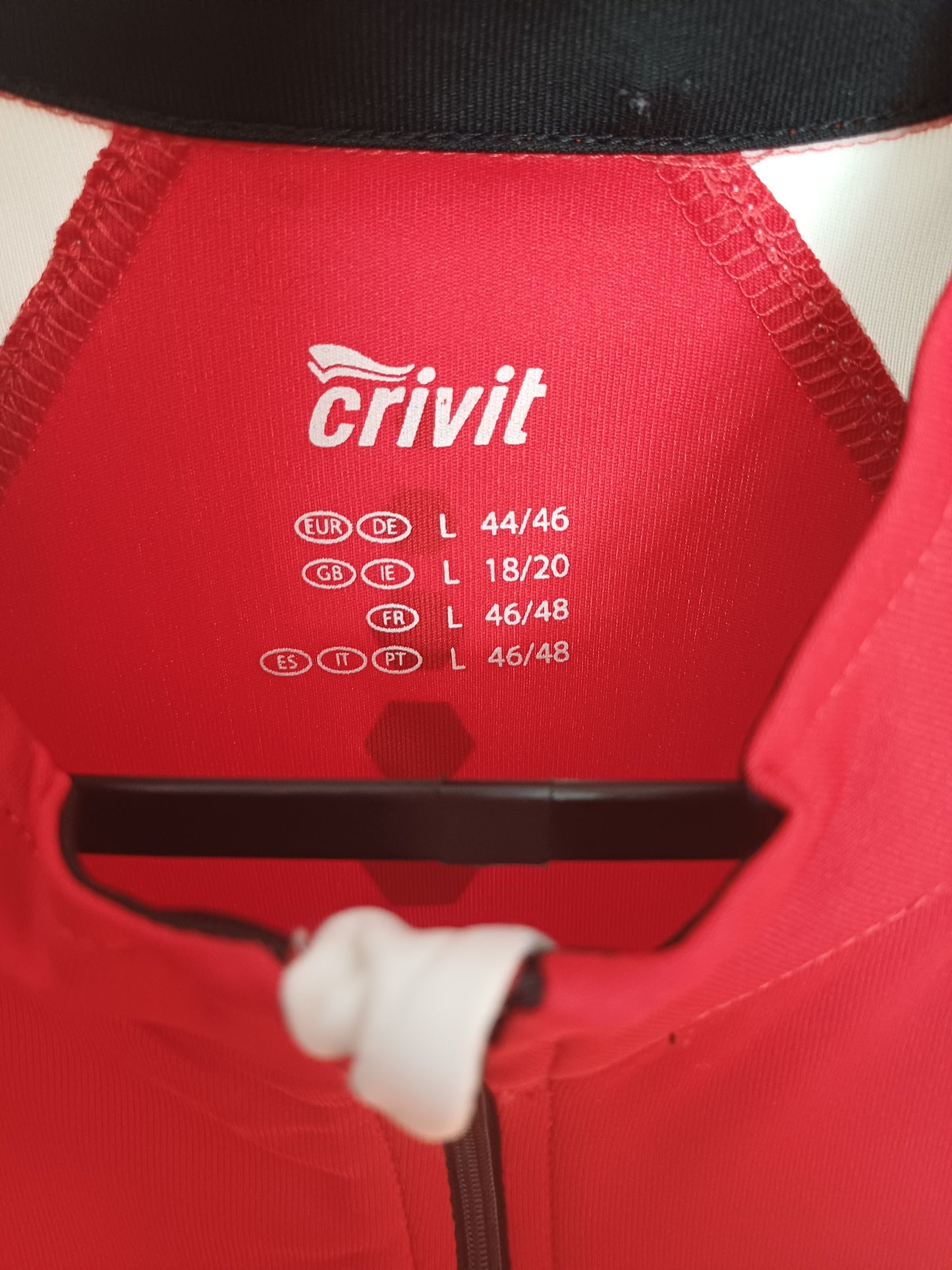 Crivit Red and White Full Zip Cycling Jersey Large 19" PTP - Good Condition