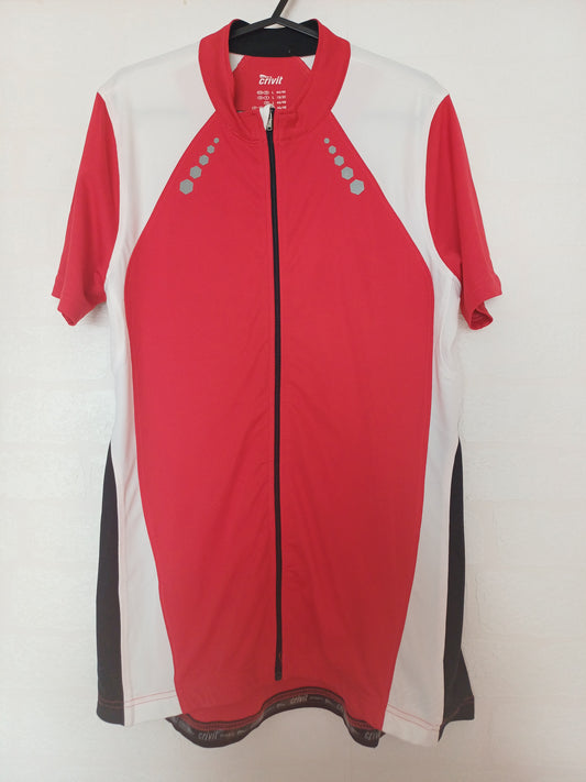 Crivit Red and White Full Zip Cycling Jersey Large 19" PTP - Good Condition