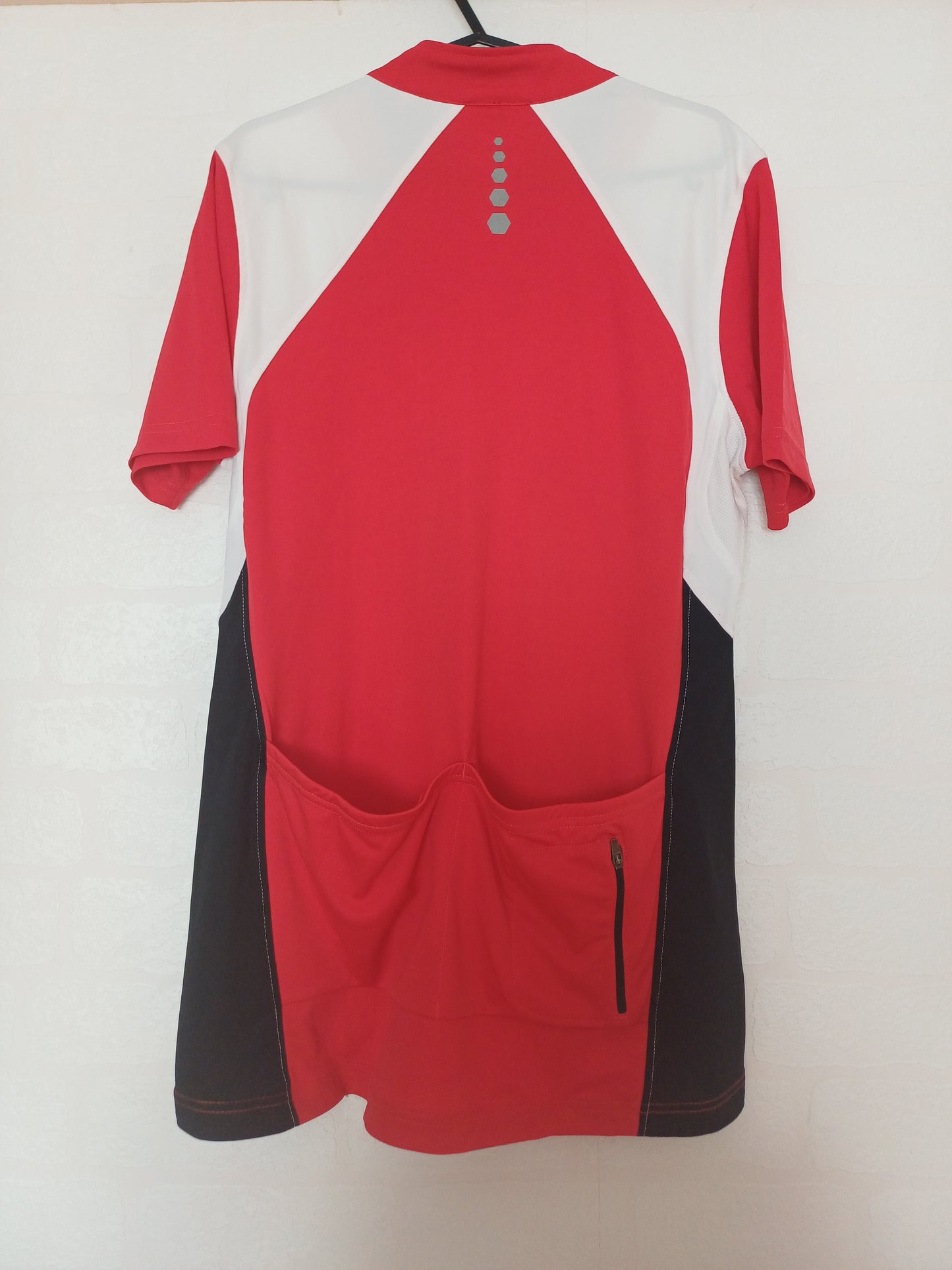 Crivit Red and White Full Zip Cycling Jersey Large 19" PTP - Good Condition