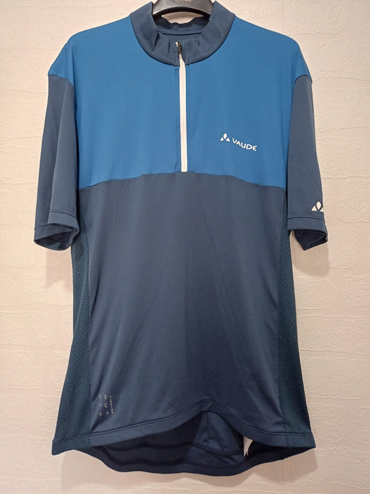 Vaude Navy Blue And Blue Cycling Jersey Medium 19" PTP - Good Condition