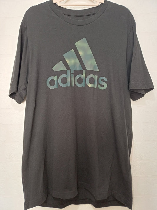 Adidas Black T-Shirt Medium 21" PTP - Good Condition