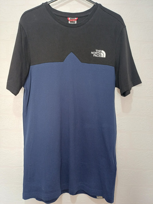 The North Face Blue and Black T-Shirt XS 17" PTP - Very Good Condition
