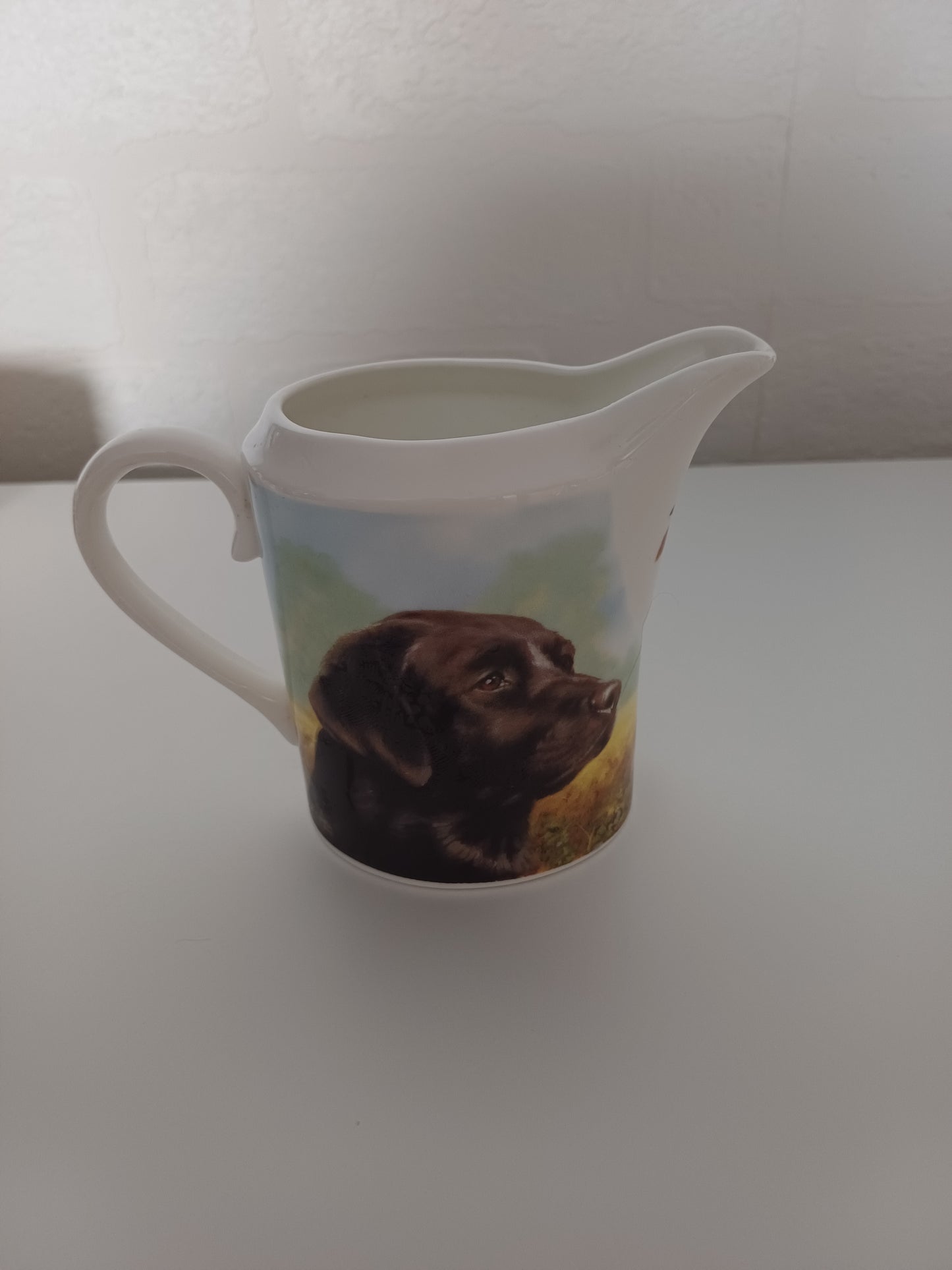 Danbury Mint Fine English Bone China Black Labrador Milk Jug by John Silver - Very Good Condition