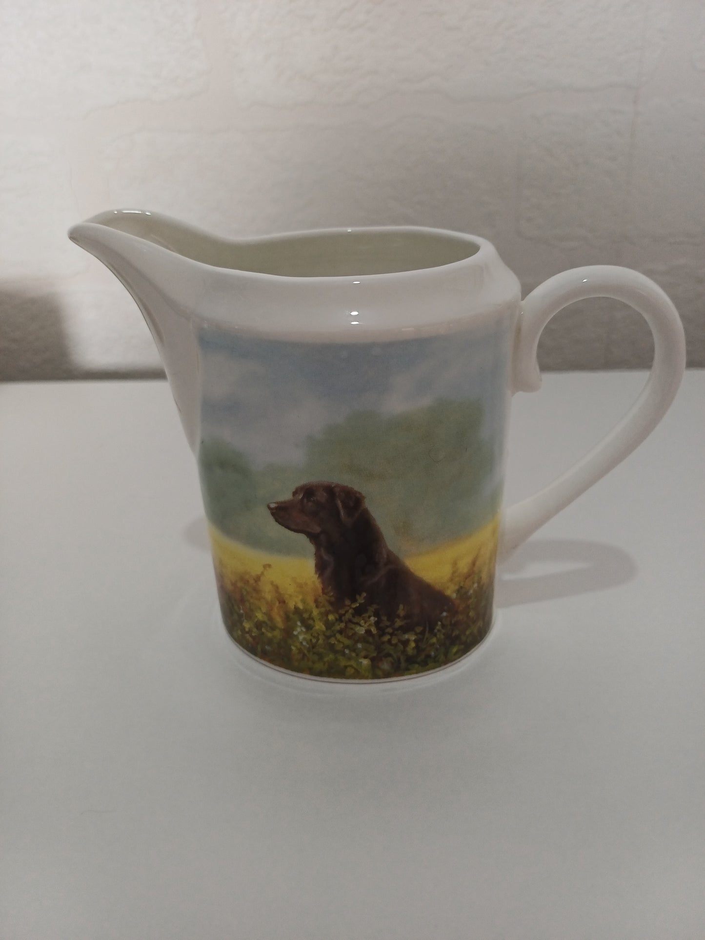 Danbury Mint Fine English Bone China Black Labrador Milk Jug by John Silver - Very Good Condition
