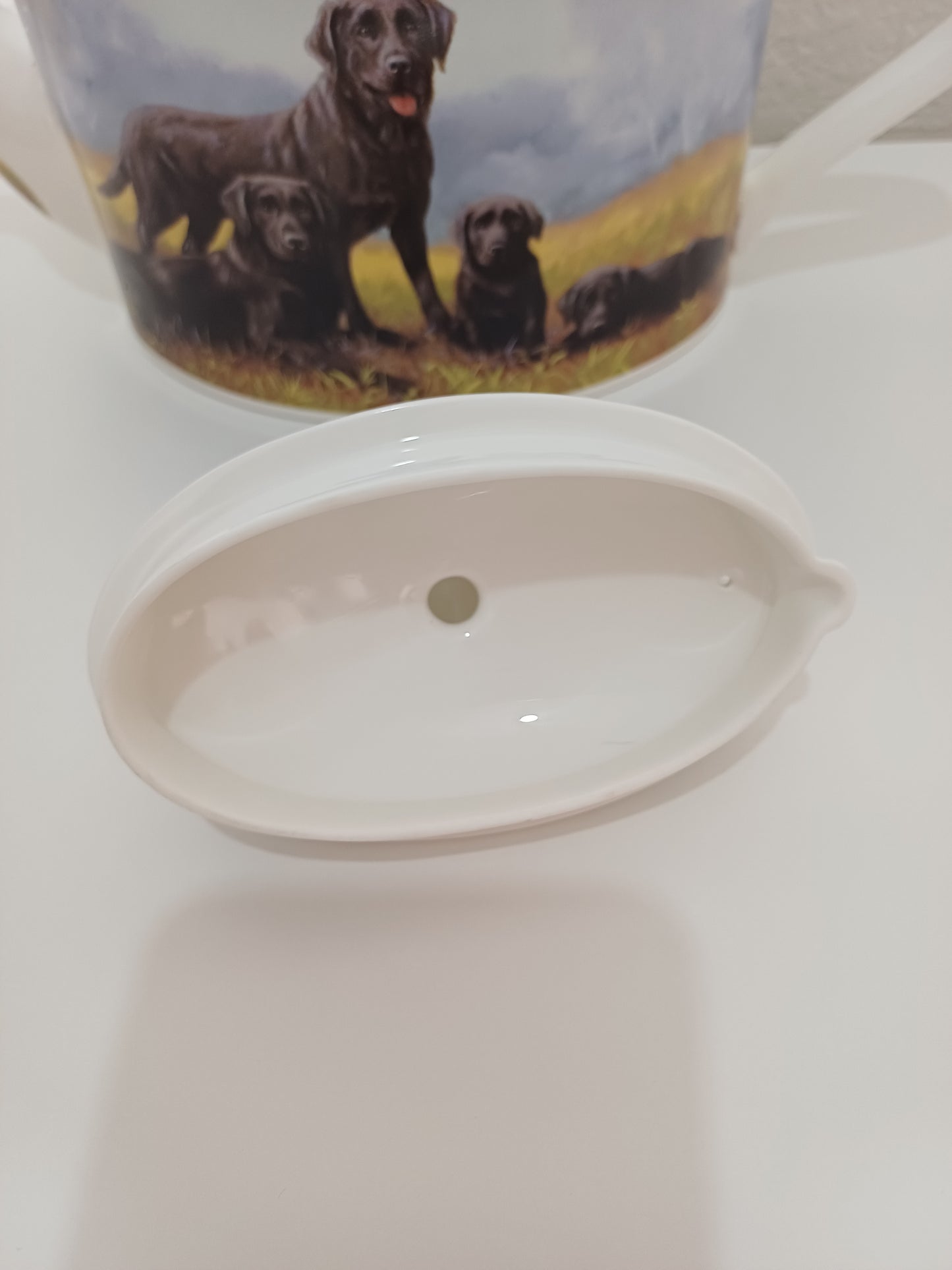 Danbury Mint Fine English Bone China Black Labrador Teapot with Lid by John Silver - Very Good Condition