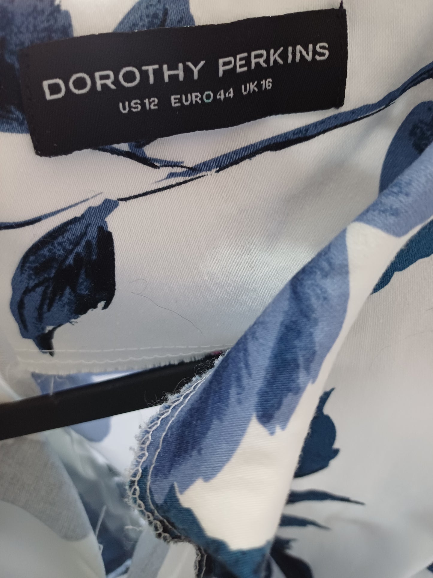 Dorothy Perkins Blue and White Floral Skater Midi Dress Size 16 - Very Good Condition