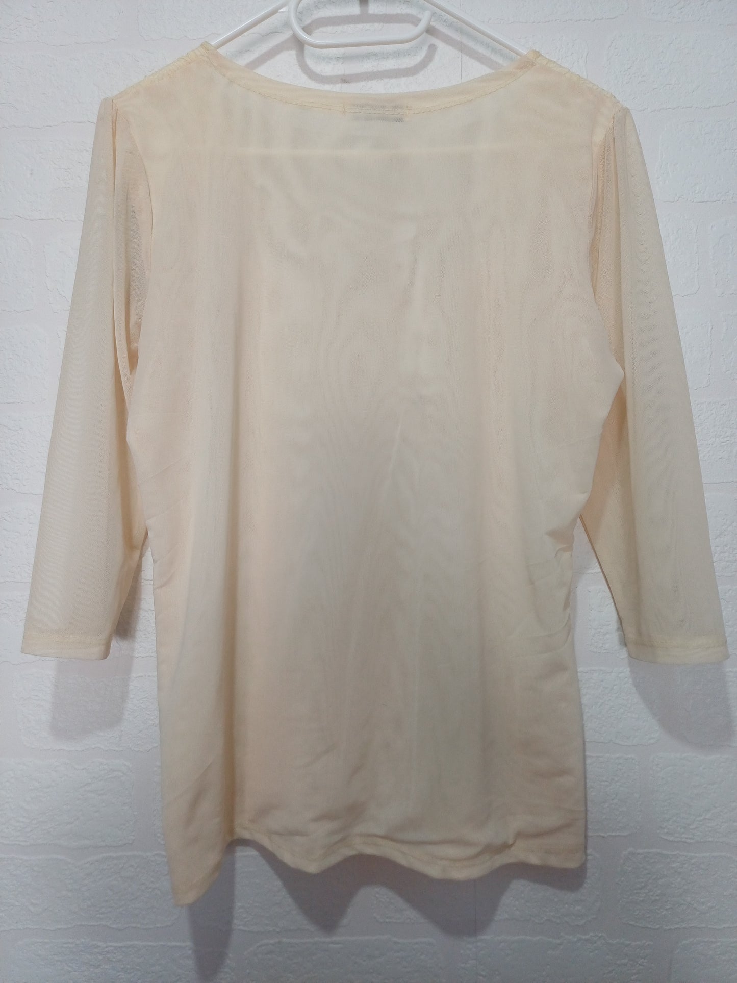 Trikoha Burgstadt Cream Lace Mesh Top Size 44 (UK 16) 18.5" PTP - Good Condition