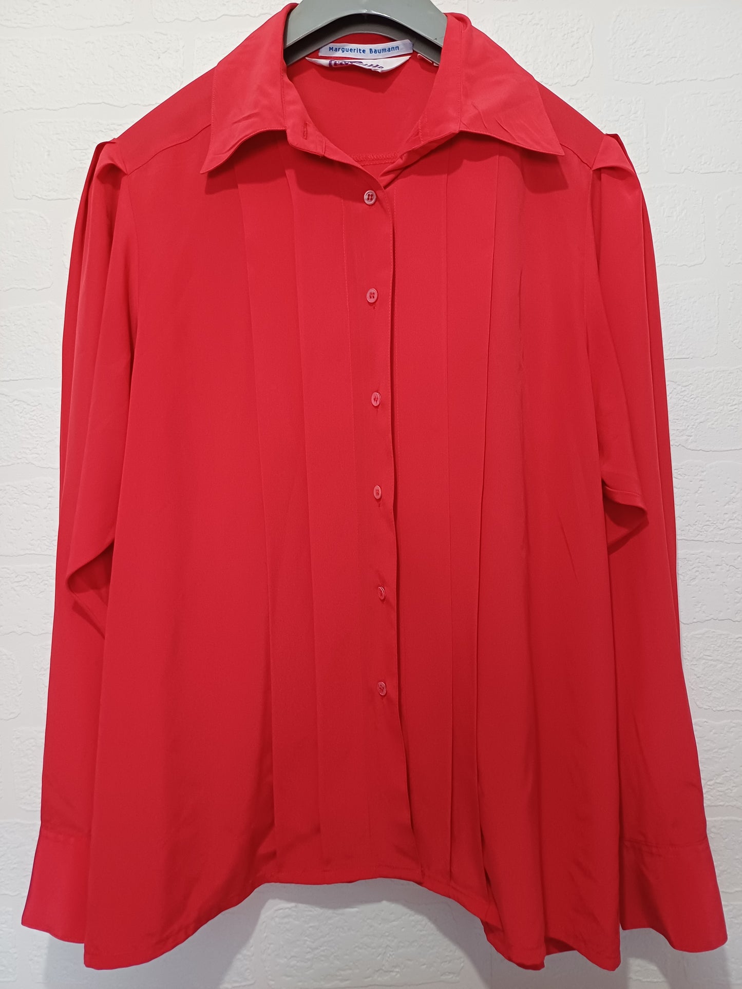 Tricoville Red Vintage Blouse 21" PTP - Good Condition (Missing Button)