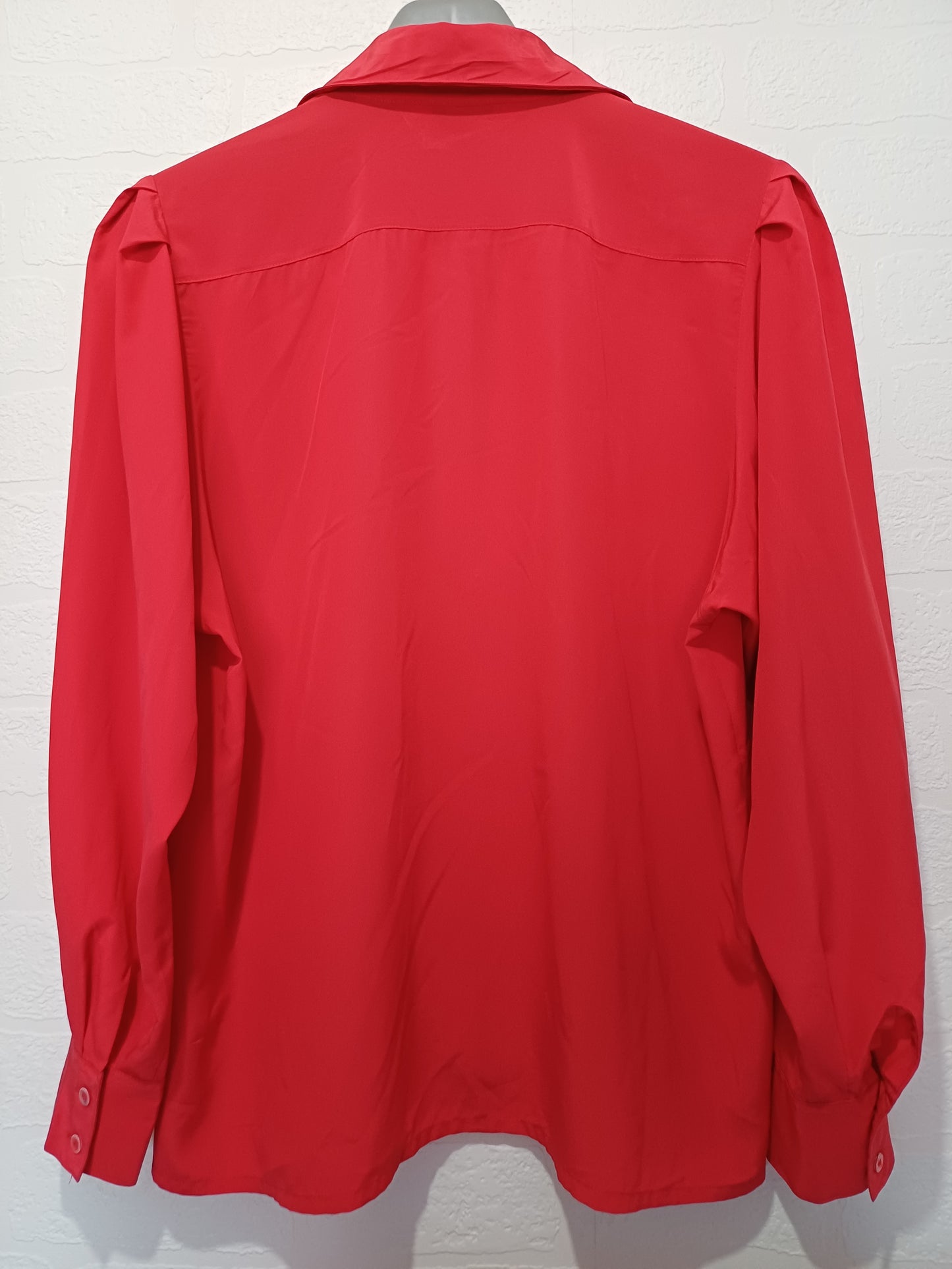 Tricoville Red Vintage Blouse 21" PTP - Good Condition (Missing Button)