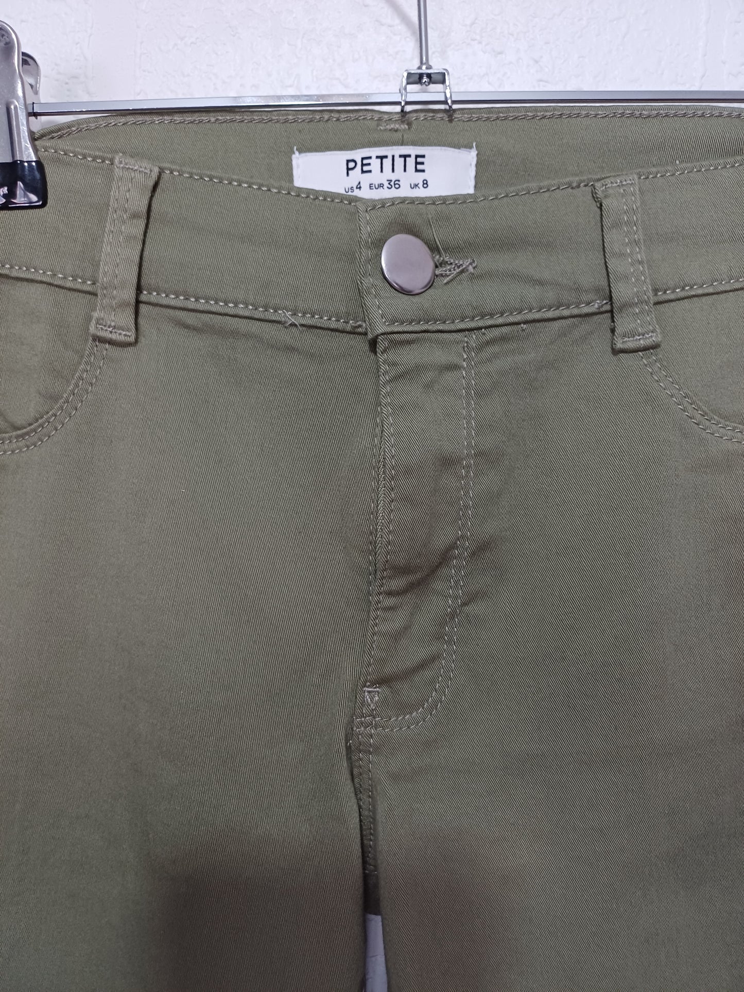 Dorothy Perkins Petite Khaki Skinny Jeans Size 8 28W 24L - Like New Condition