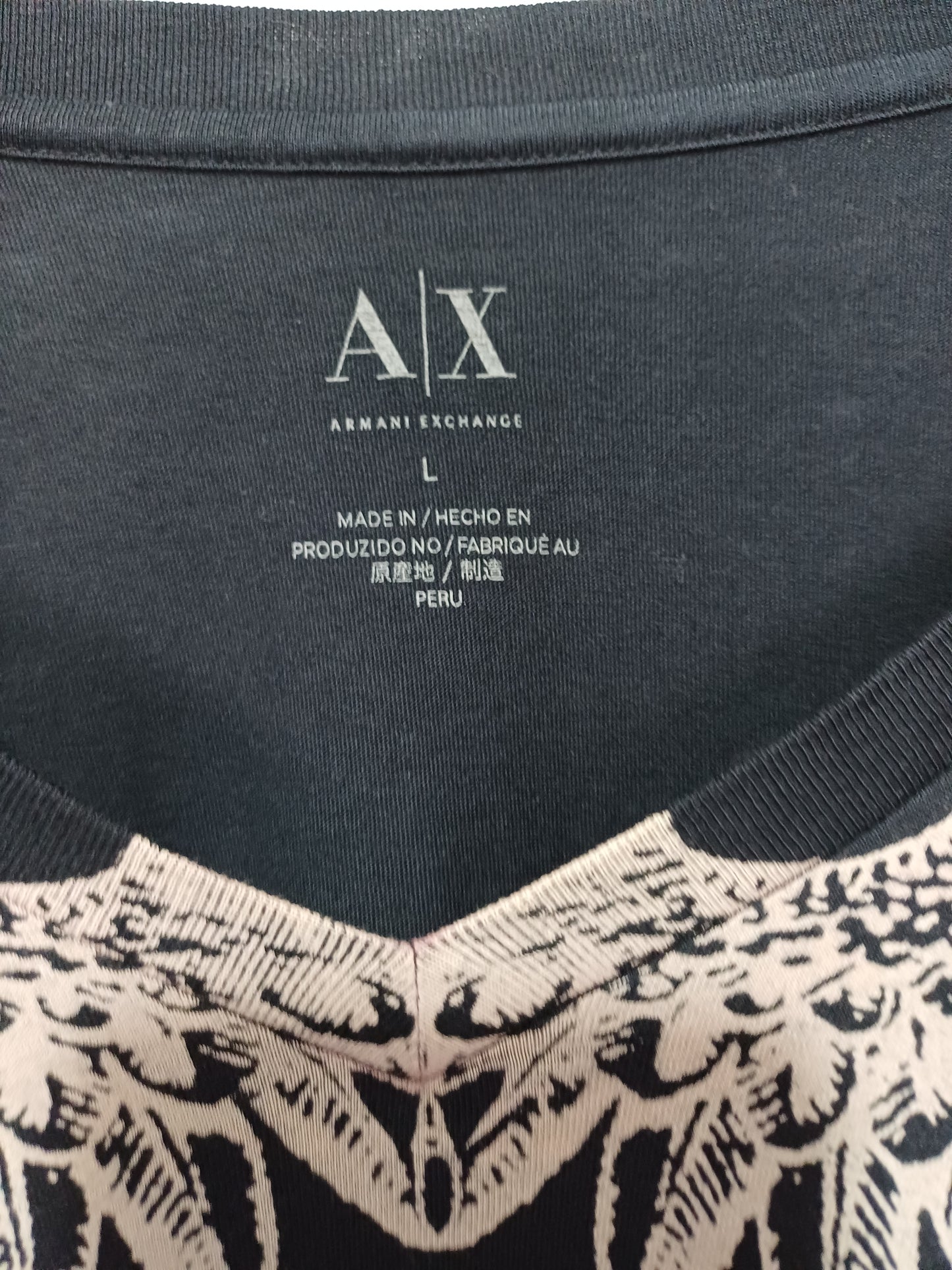 Armani Exchange Black Wing Graphic T-Shirt Large 22" PTP - Good Condition
