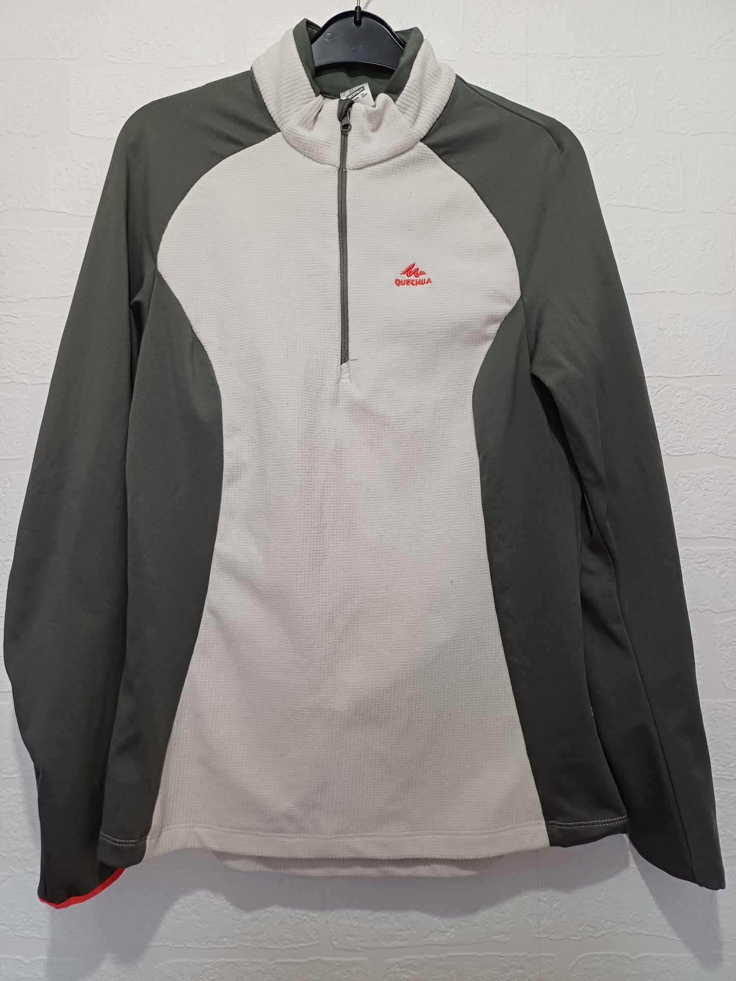 Quechua MH500 Beige Khaki Waffle Fleece Half Zip Top Medium 18" PTP - Good Condition