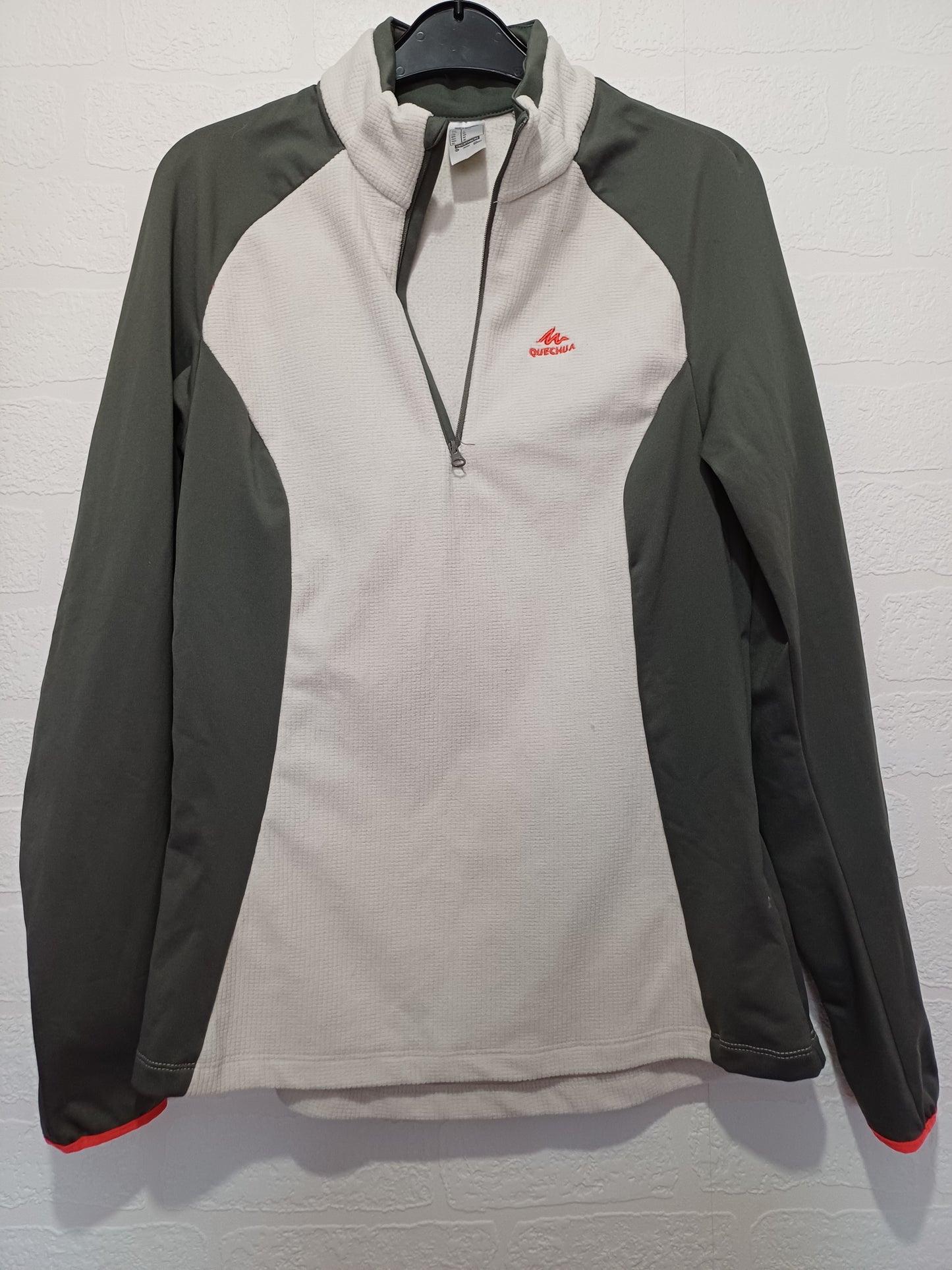 Quechua MH500 Beige Khaki Waffle Fleece Half Zip Top Medium 18" PTP - Good Condition