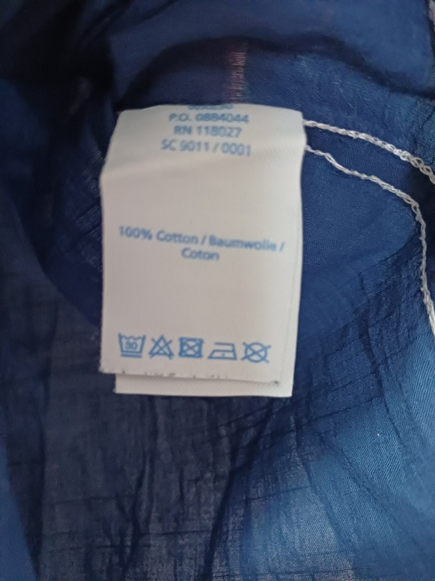Boden Blue Cotton Blouse Size 6 20" PTP - Very Good Condition