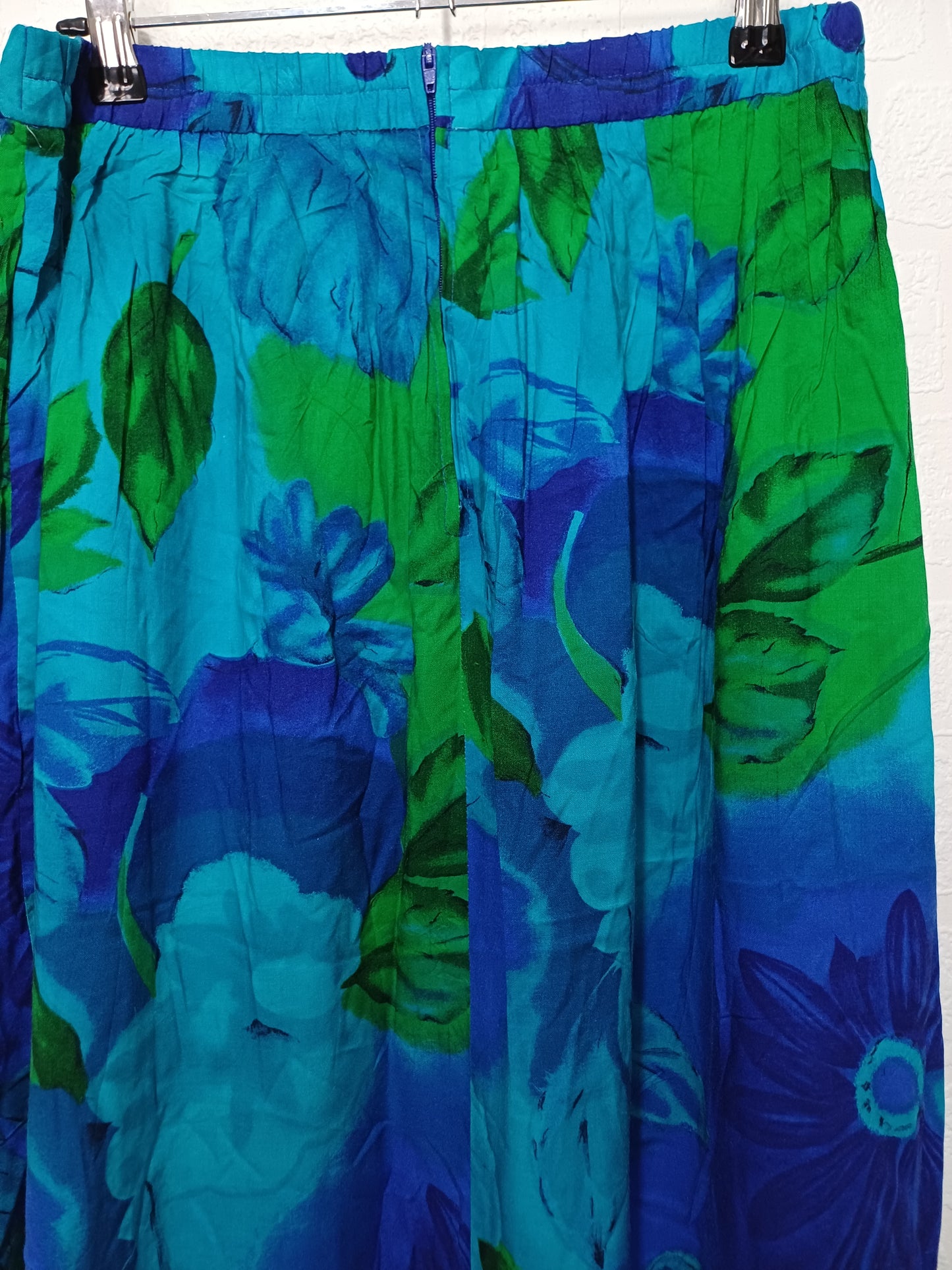 Jessica Howard Blue Green Floral Maxi Skirt Approx Size 12 29" Waist - Very Good Condition