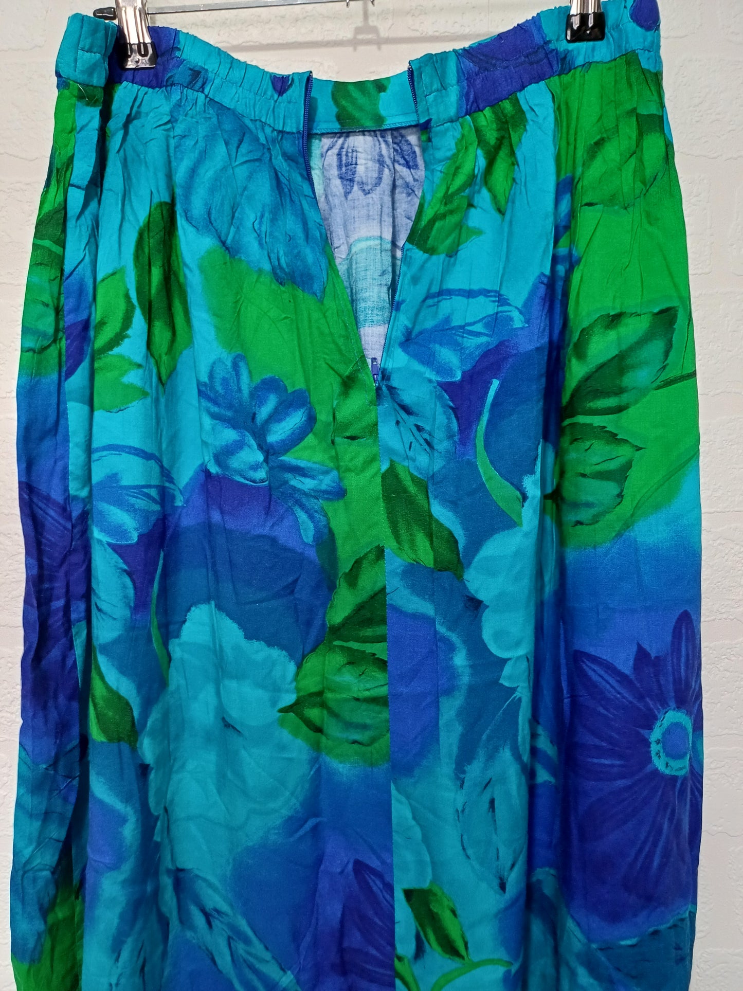 Jessica Howard Blue Green Floral Maxi Skirt Approx Size 12 29" Waist - Very Good Condition