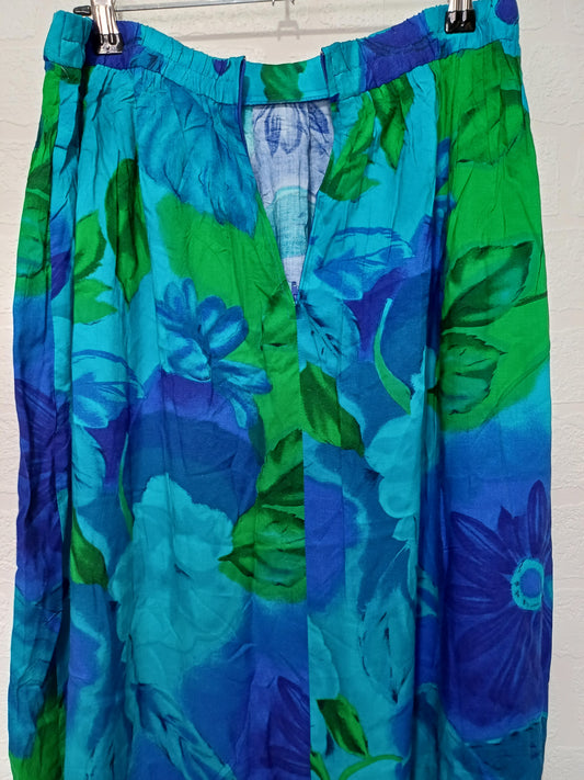 Jessica Howard Blue Green Floral Maxi Skirt Approx Size 12 29" Waist - Very Good Condition