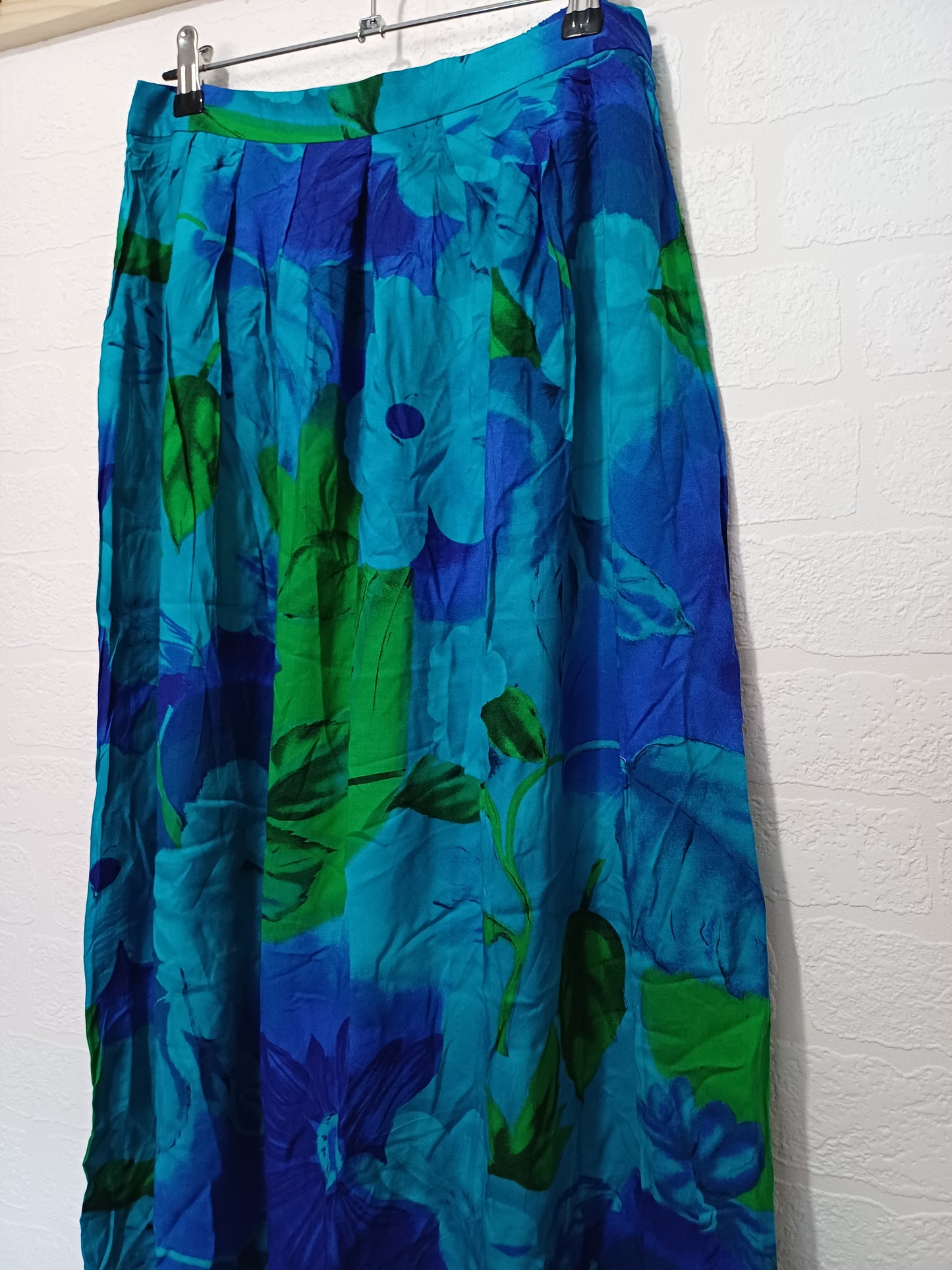 Jessica Howard Blue Green Floral Maxi Skirt Approx Size 12 29" Waist - Very Good Condition