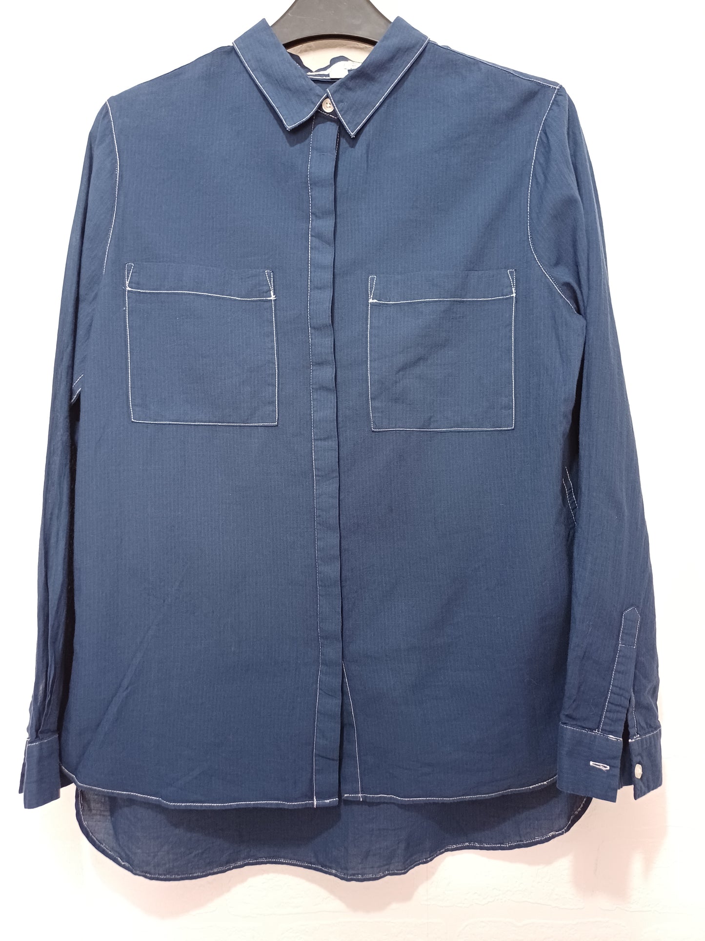 Boden Blue Cotton Blouse Size 6 20" PTP - Very Good Condition