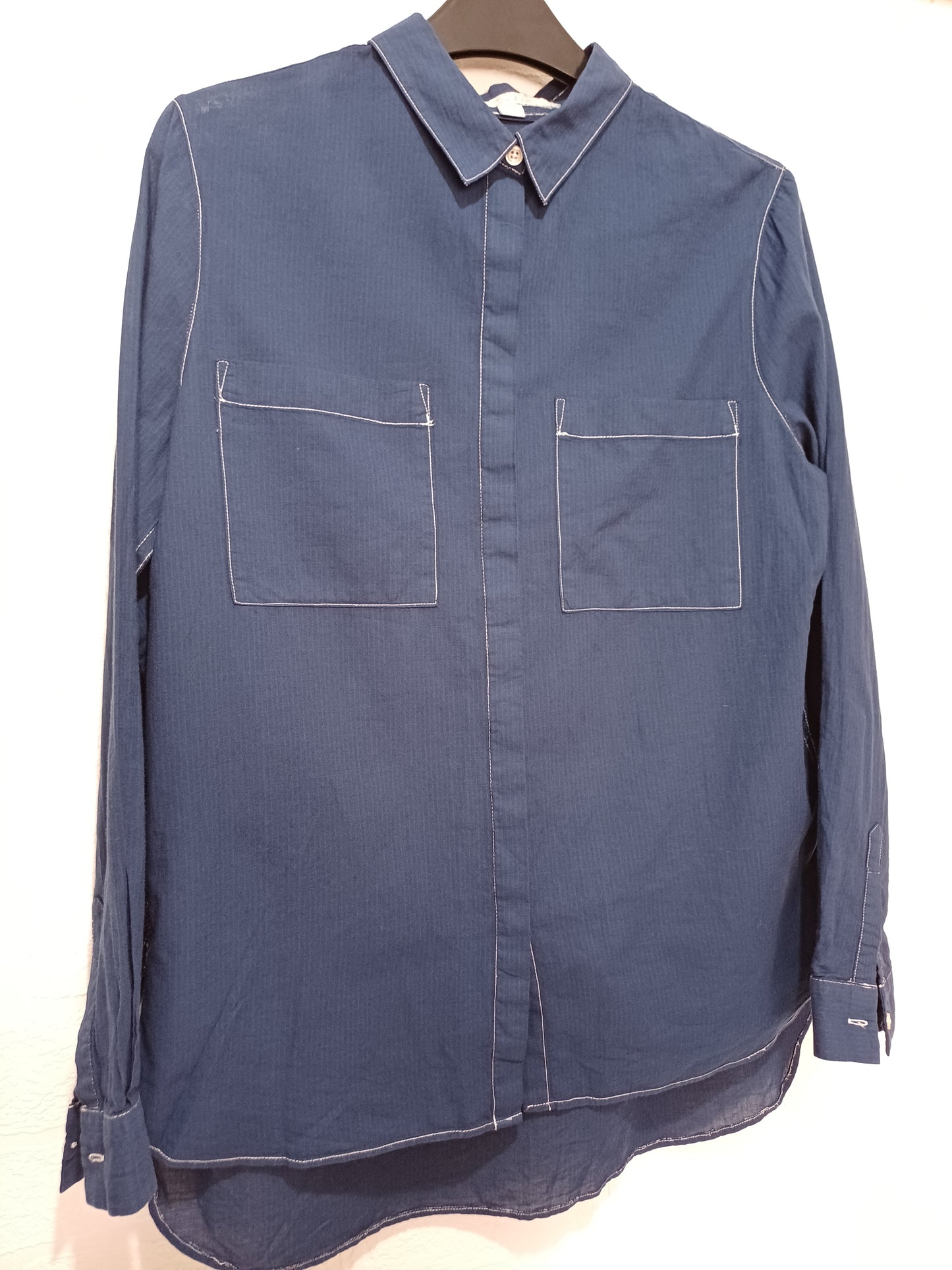 Boden Blue Cotton Blouse Size 6 20" PTP - Very Good Condition