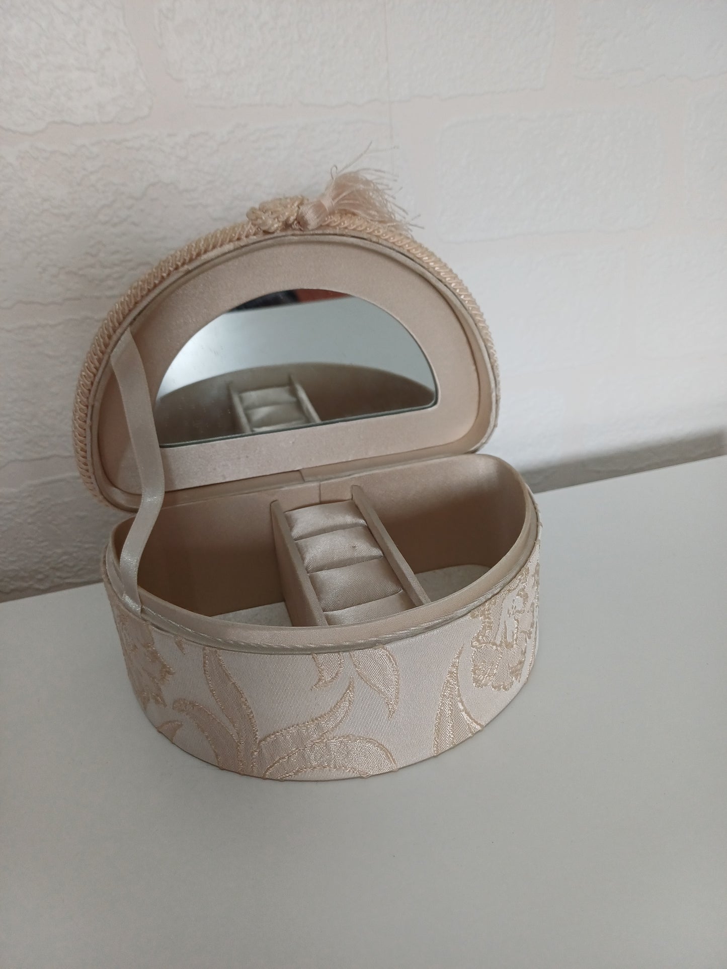 St Michael Vintage Floral Jacquard Jewellery Box with Mirror - Very Good Condition