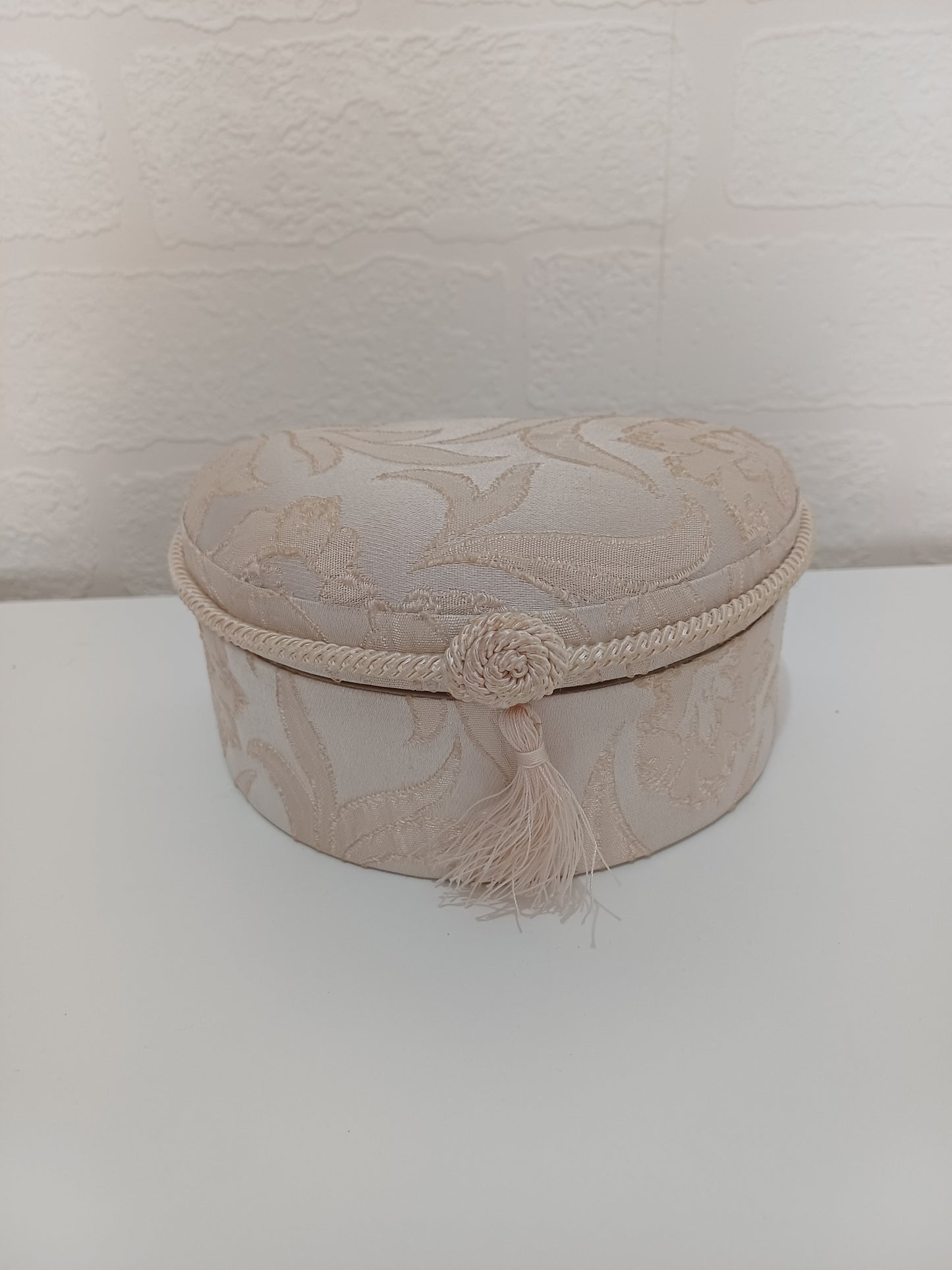 St Michael Vintage Floral Jacquard Jewellery Box with Mirror - Very Good Condition