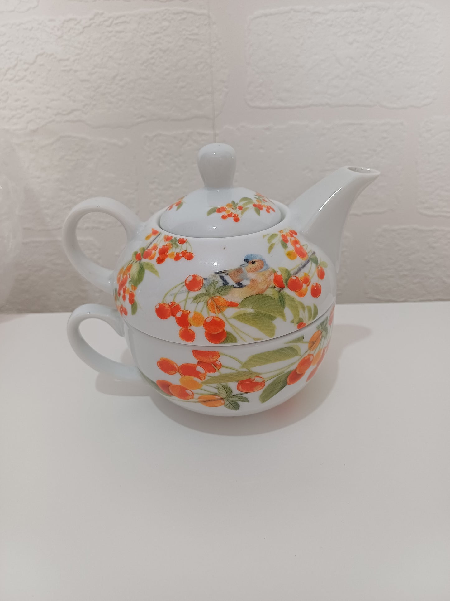 Otter House Colourful Bird and Berry Tea for One Set - Very Good Condition