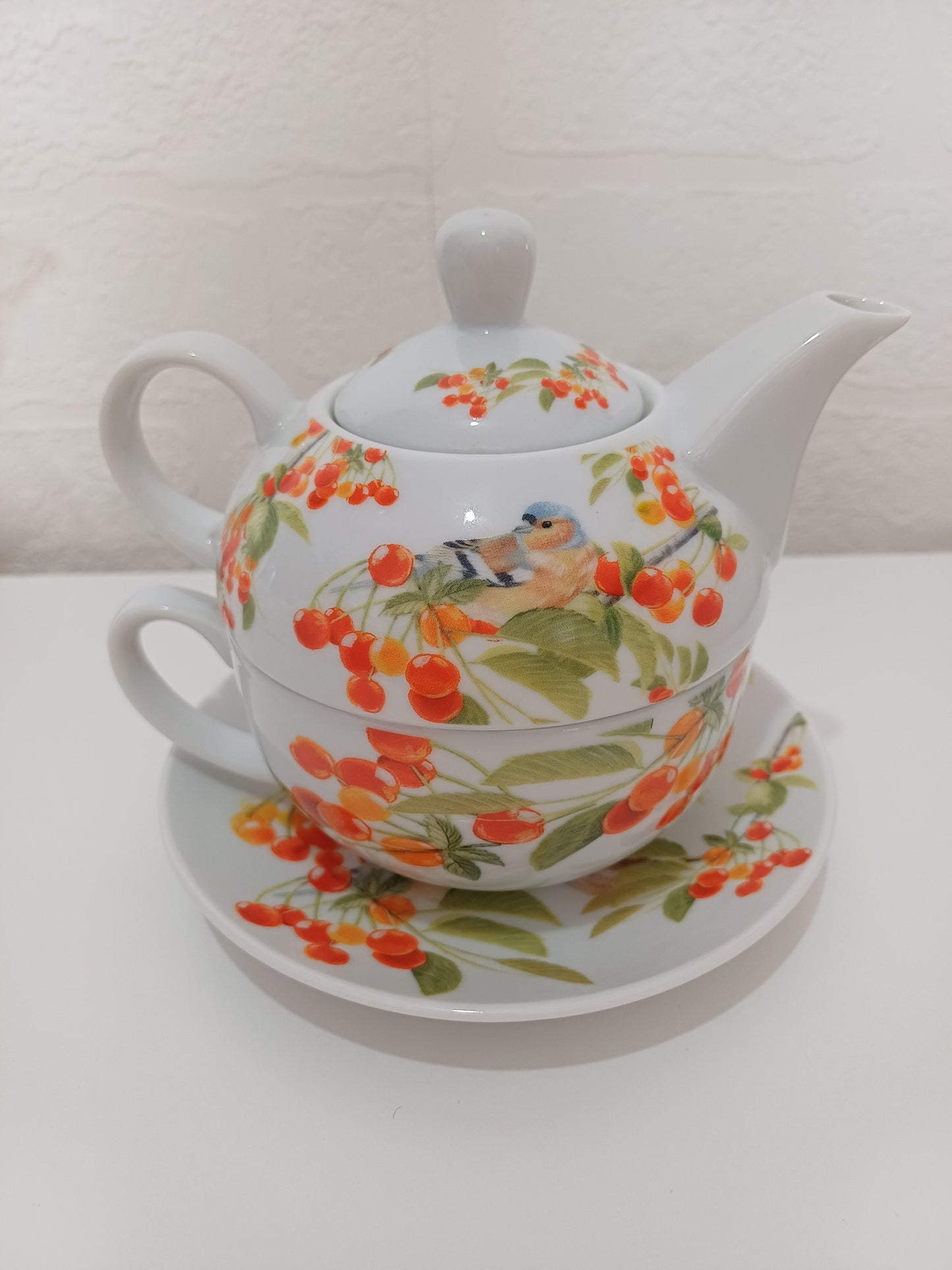 Otter House Colourful Bird and Berry Tea for One Set - Very Good Condition