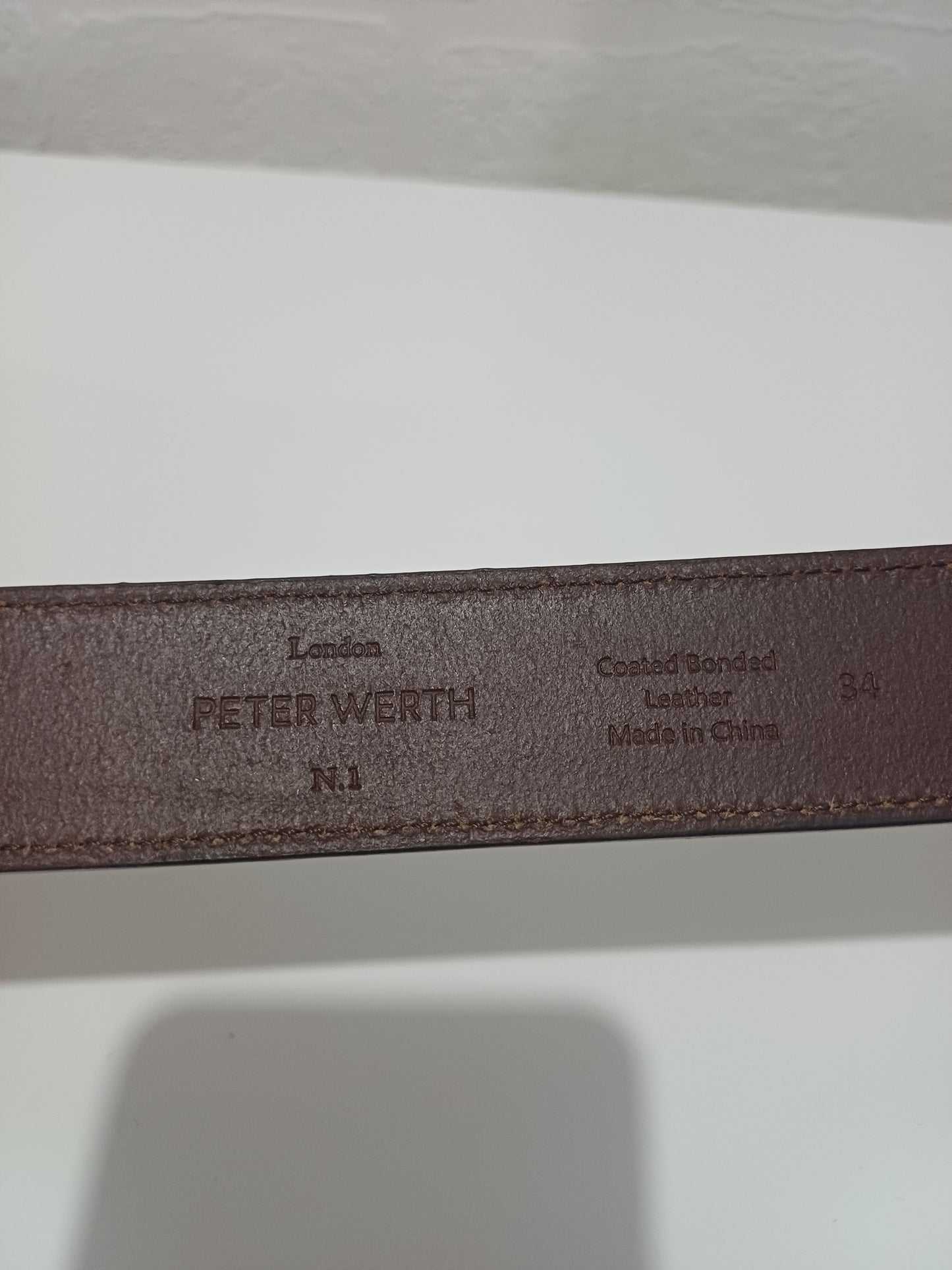 Peter Werth London No1 Brown Coated Bonded Leather Belt Size 34 - Very Good Condition