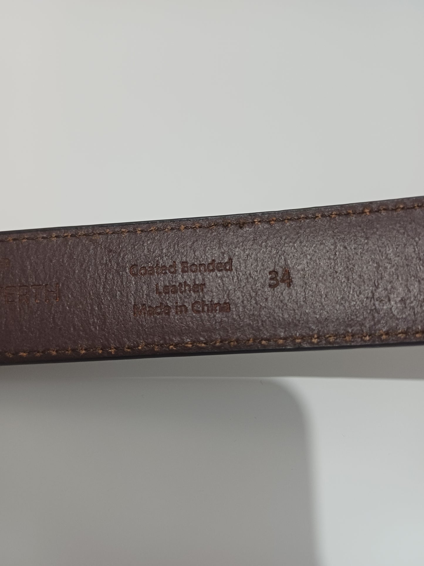 Peter Werth London No1 Dark Brown Coated Bonded Leather Belt Size 34 - Very Good Condition