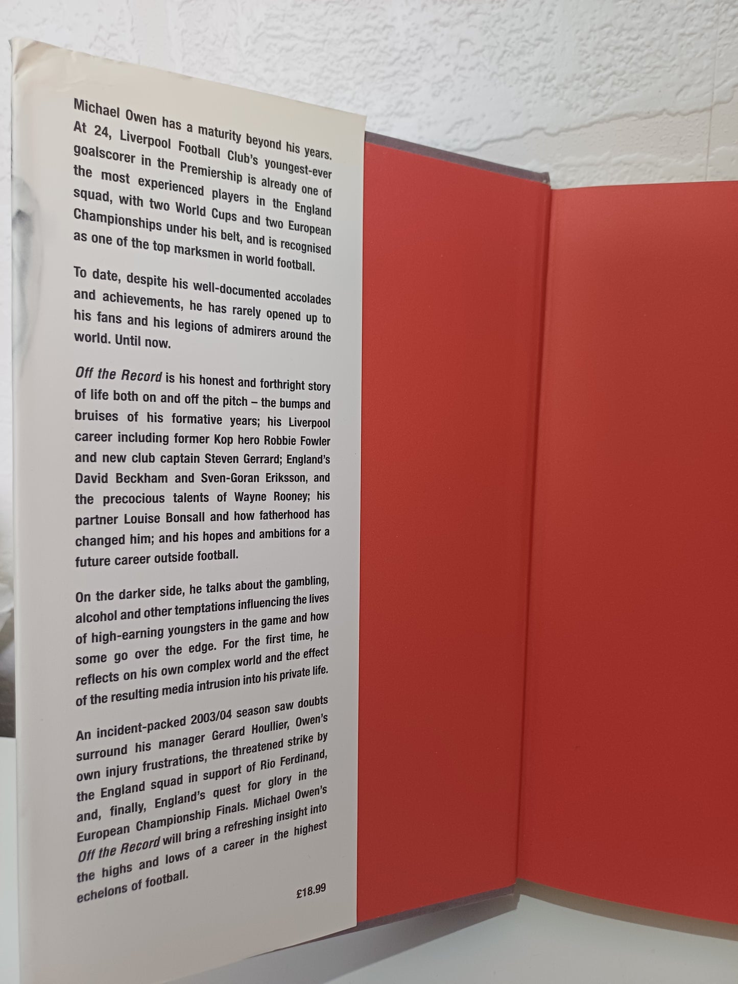 Michael Owen Off the Record My Autobiography Hardback - Good Condition