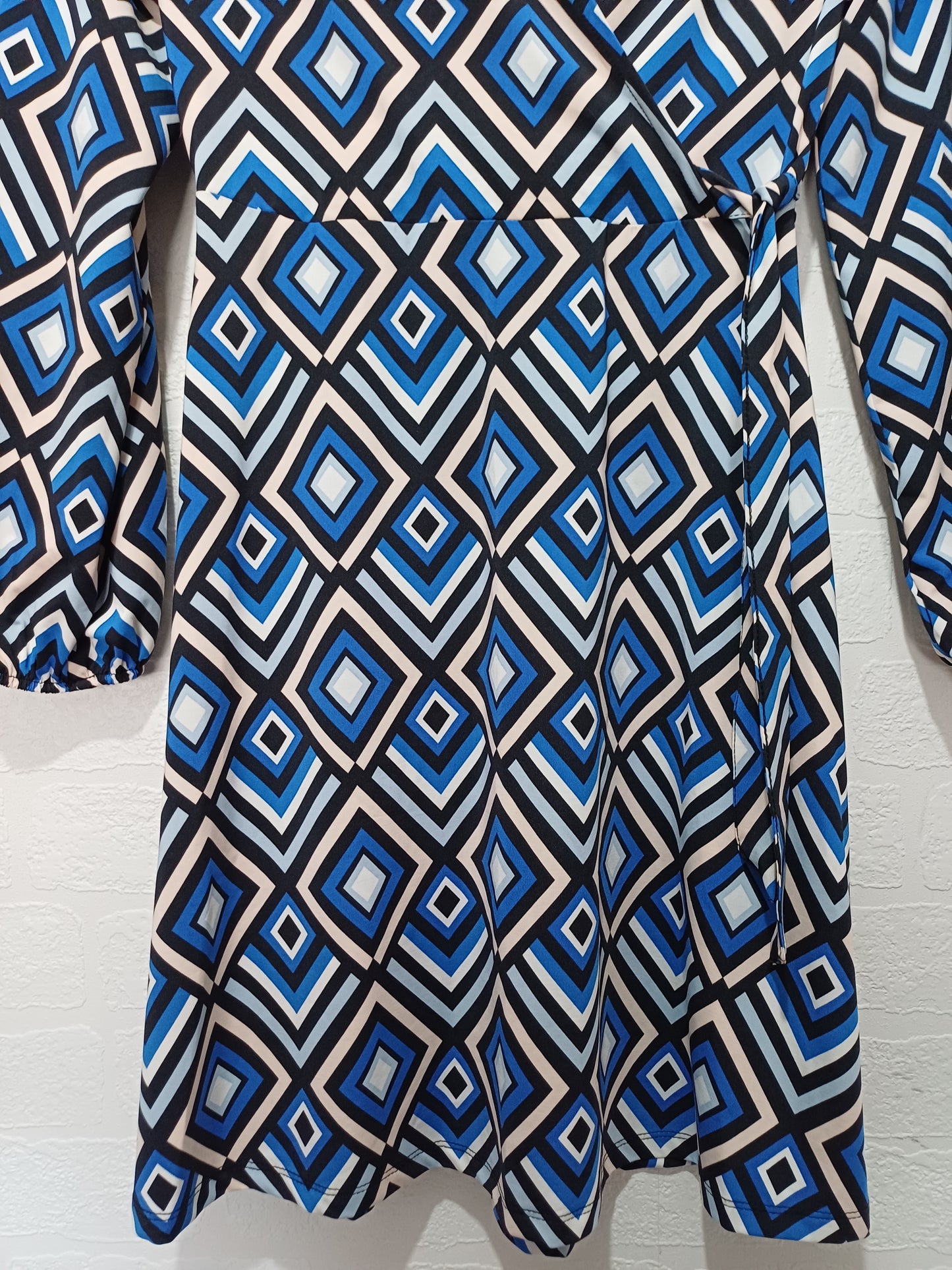 F&F Geometric Print Wrap Dress Size 8 17" PTP - Very Good Condition