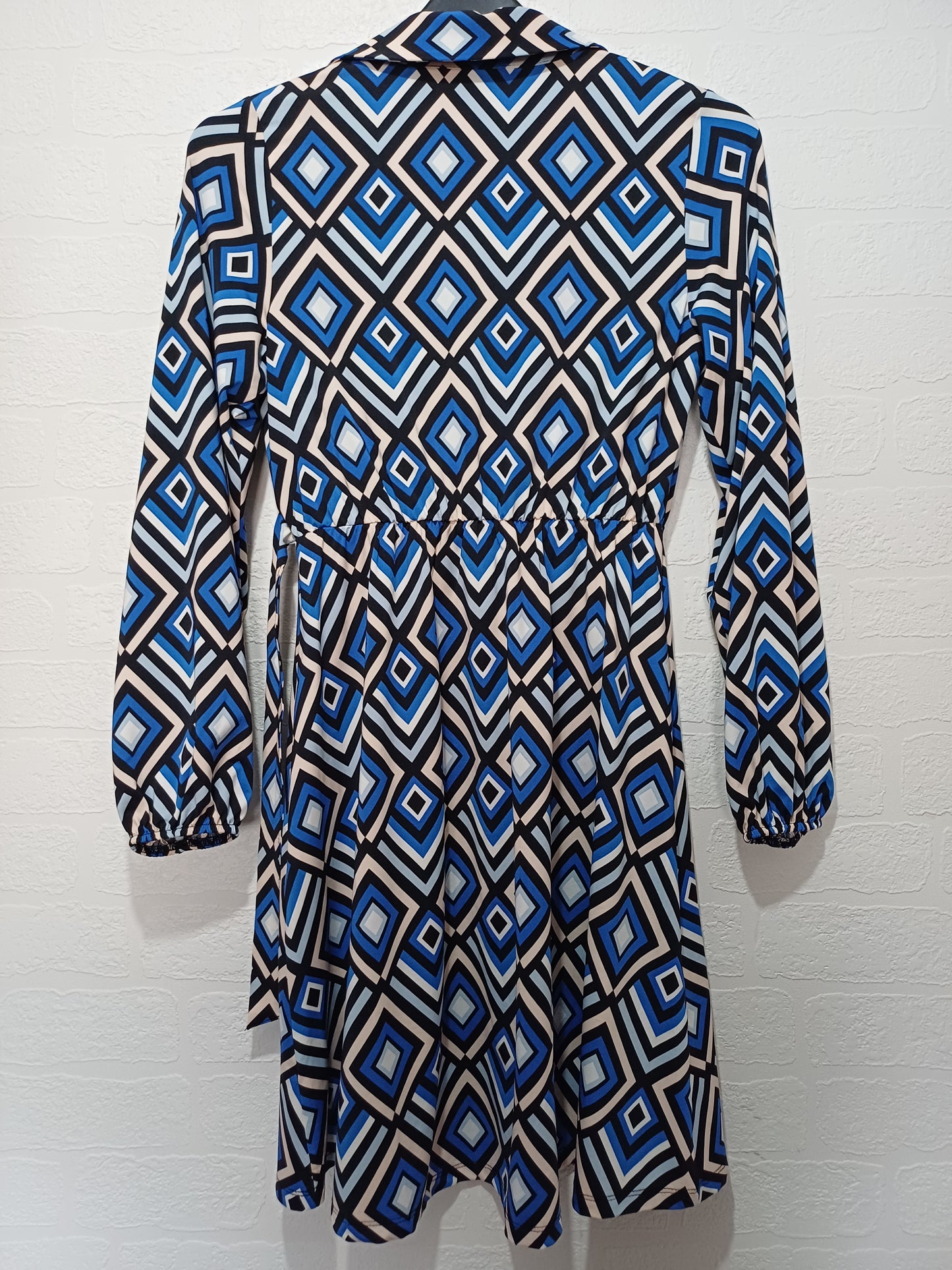 F&F Geometric Print Wrap Dress Size 8 17" PTP - Very Good Condition